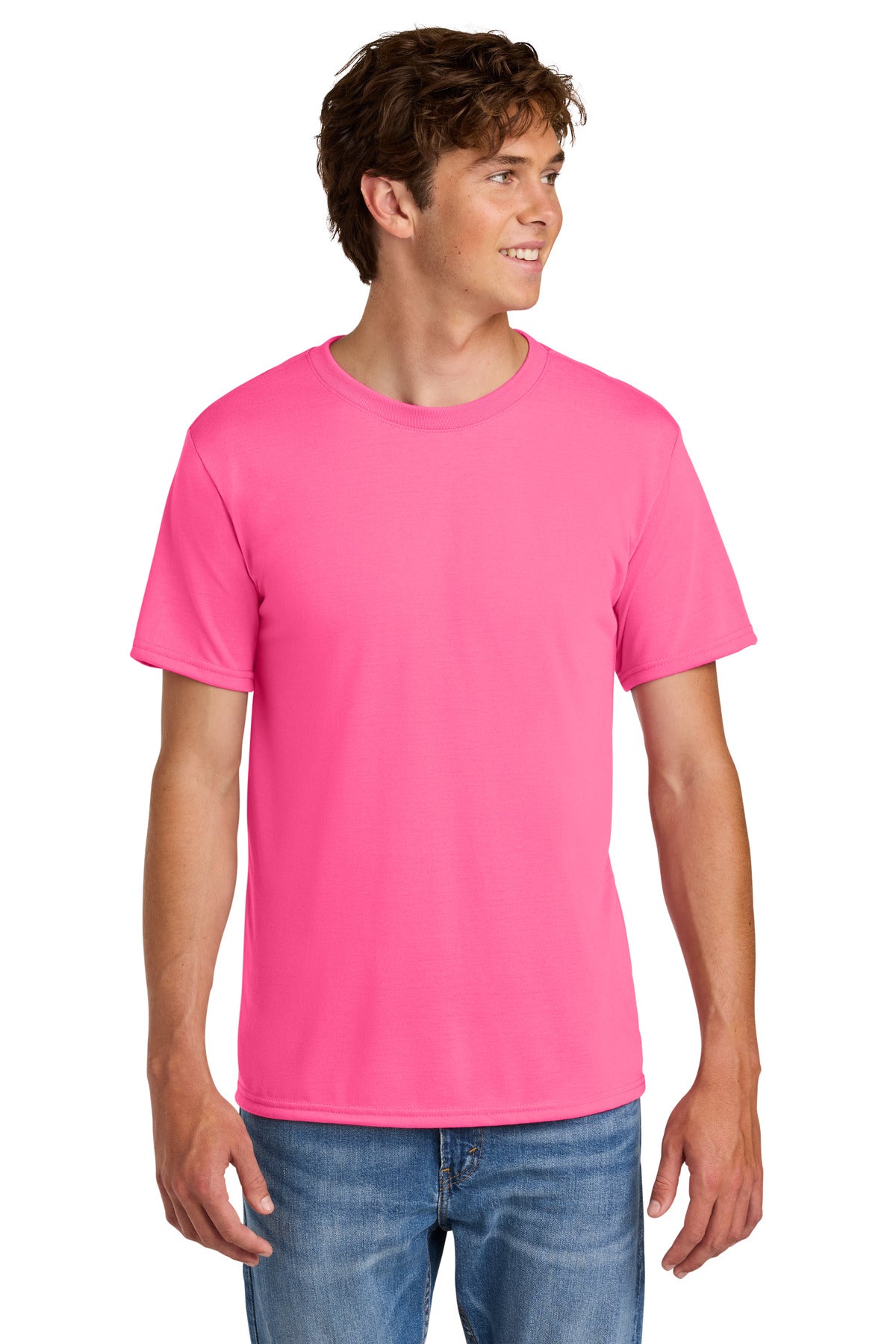 Custom logo Gildan® Gildan Performance® T-Shirt. 42000 in Safety Pink