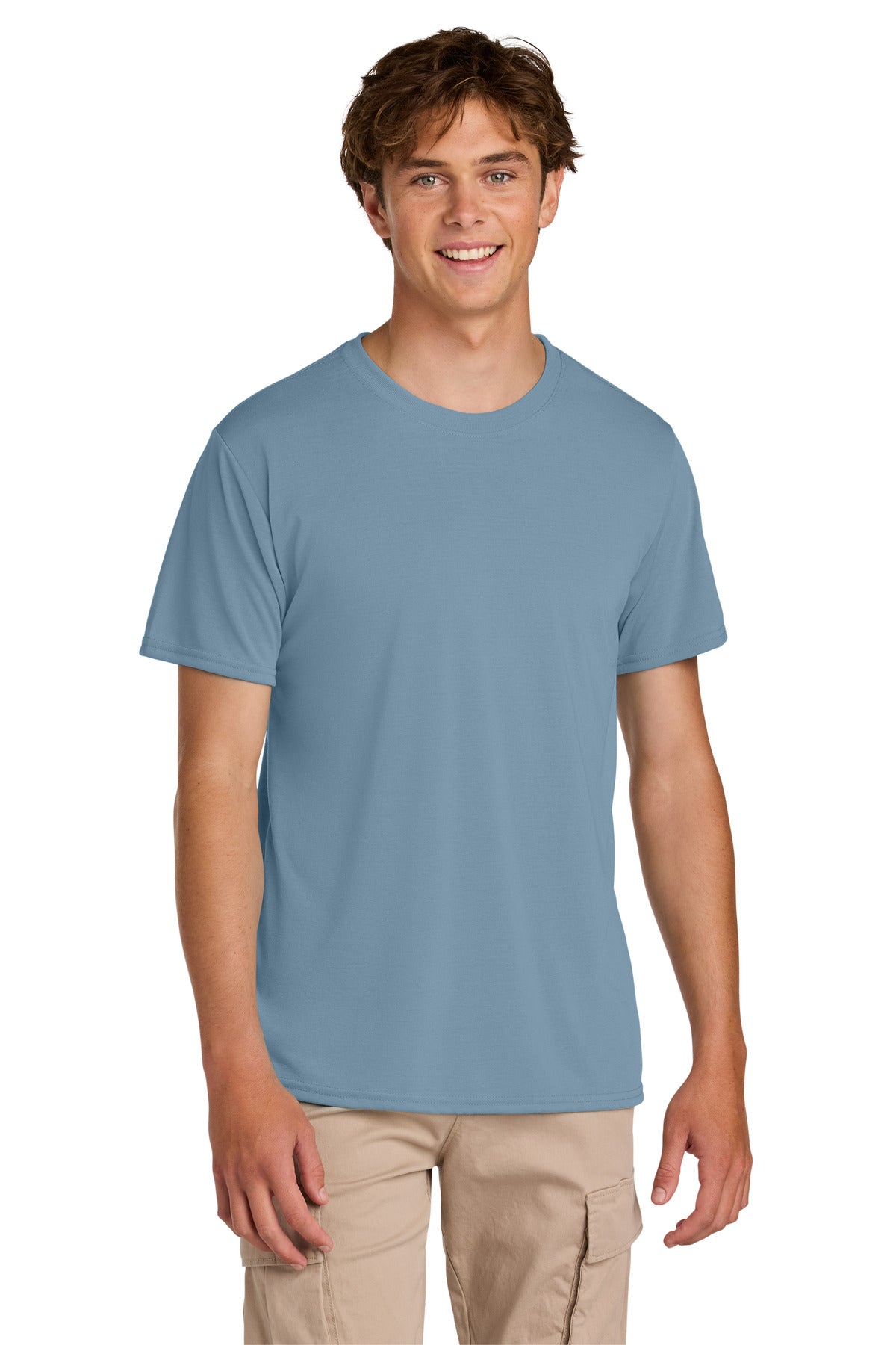 Custom logo Gildan® Gildan Performance® T-Shirt. 42000 in Stone Blue