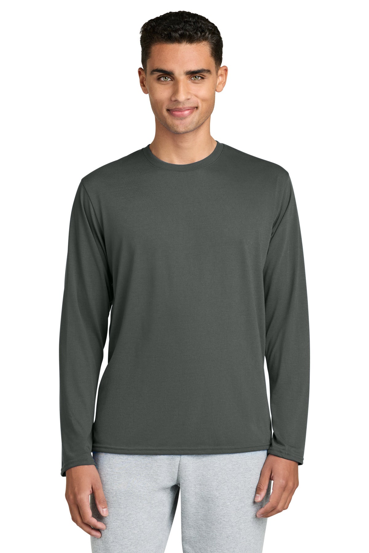 Custom logo Gildan Performance® Long Sleeve T-Shirt. 42400 in Charcoal