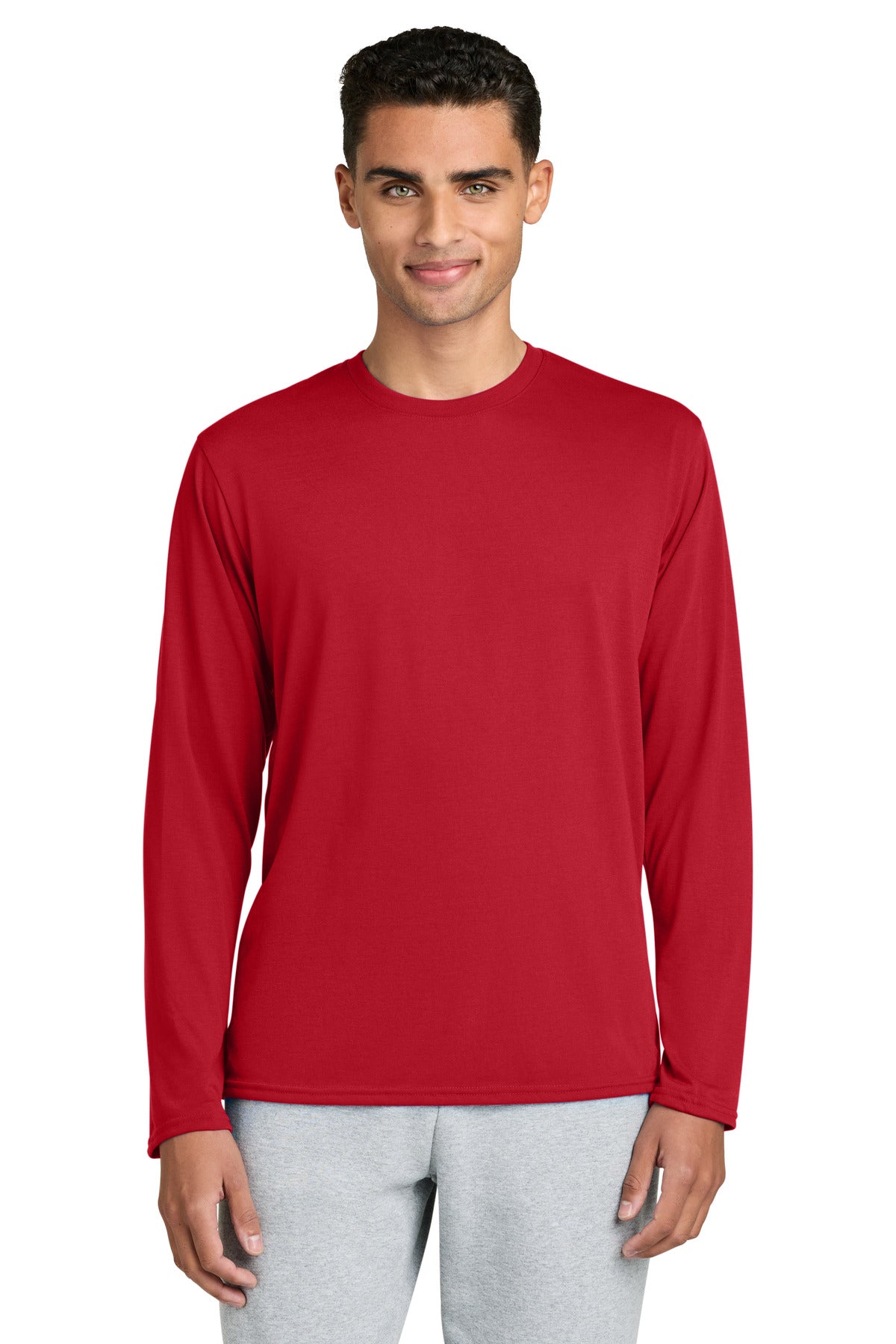 Custom logo Gildan Performance® Long Sleeve T-Shirt. 42400 in Red