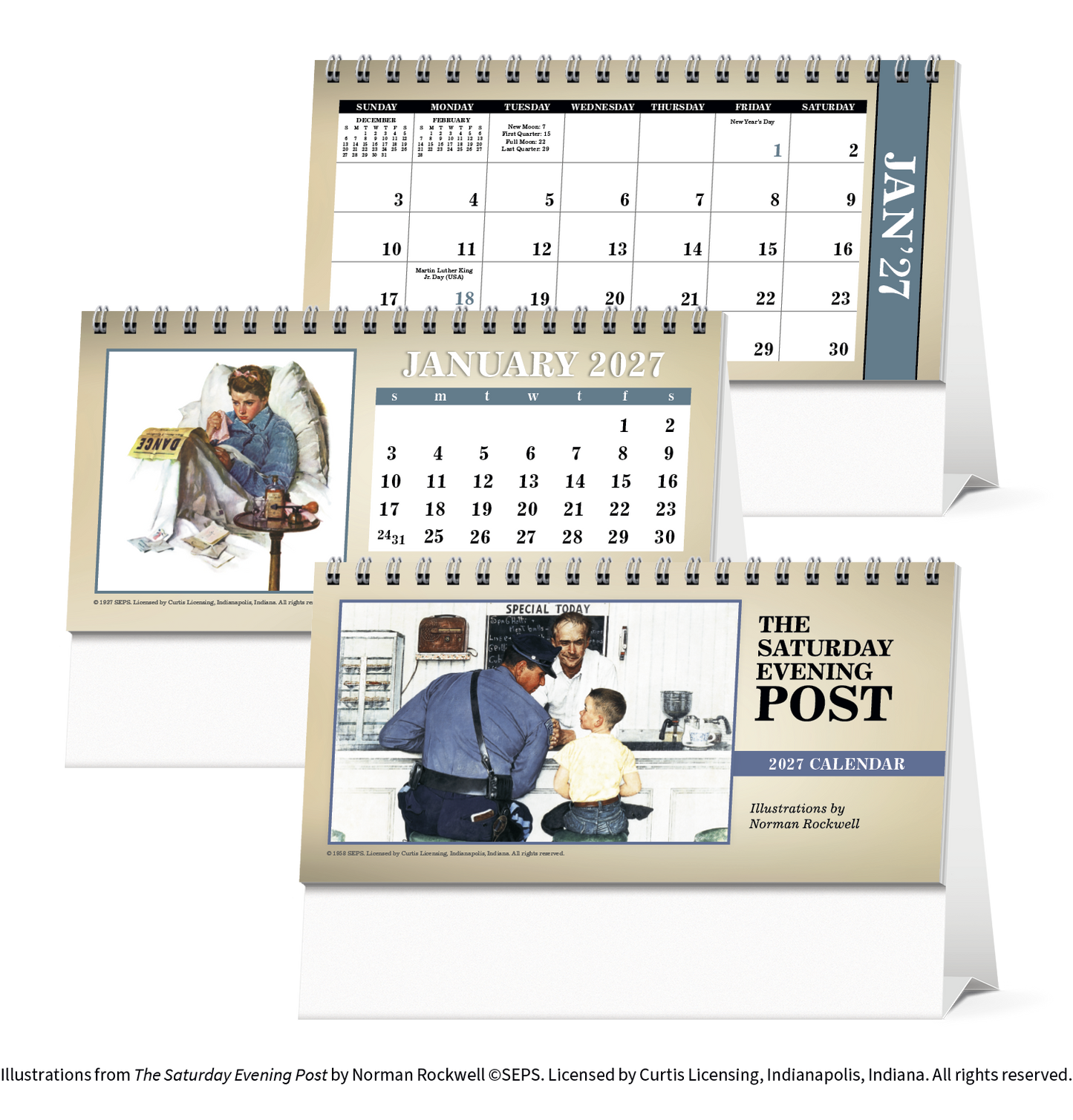 The Saturday Evening Post Illustrations by Norman Rockwell Desk Calendar