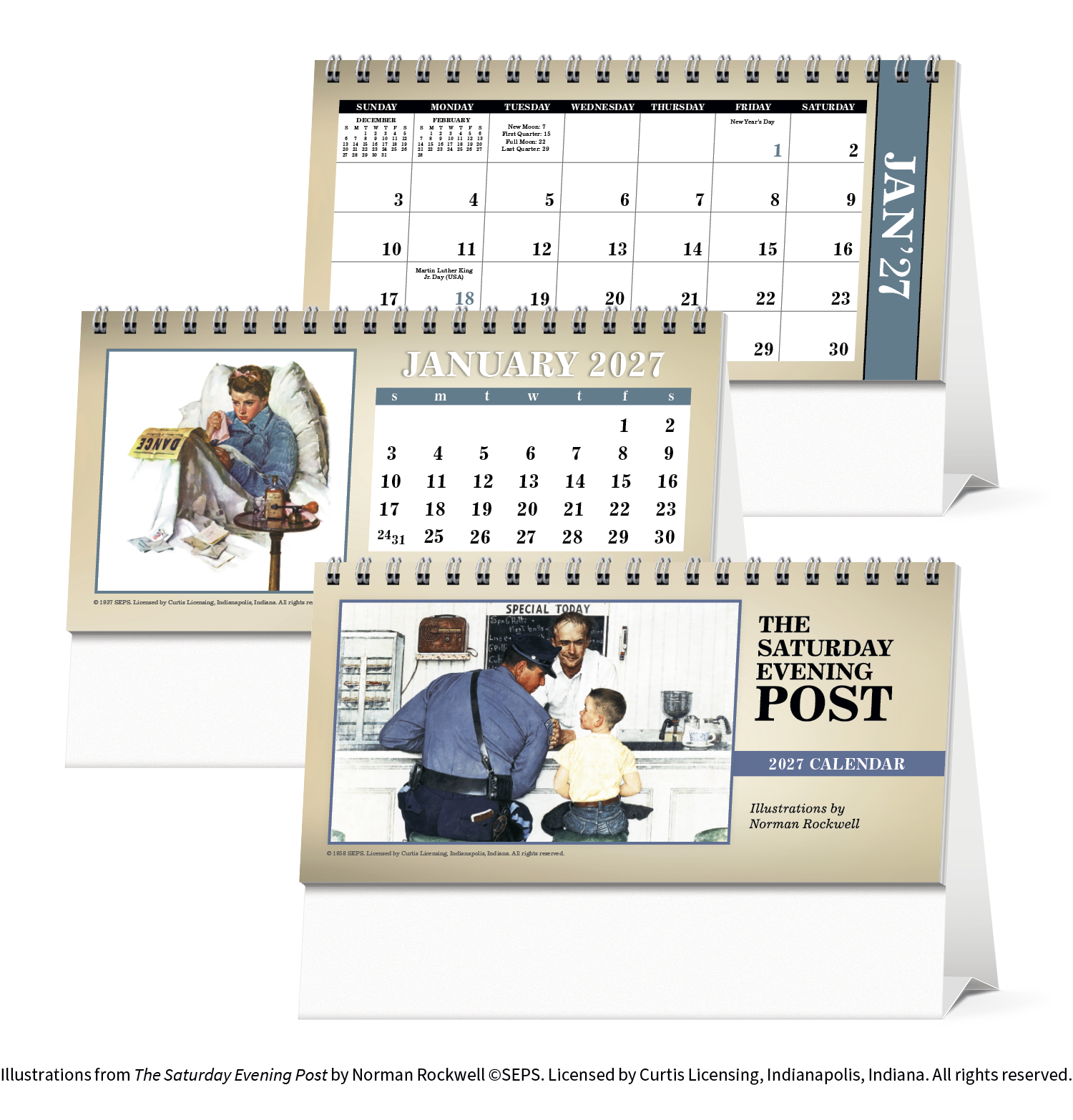 The Saturday Evening Post Illustrations by Norman Rockwell Desk Calendar