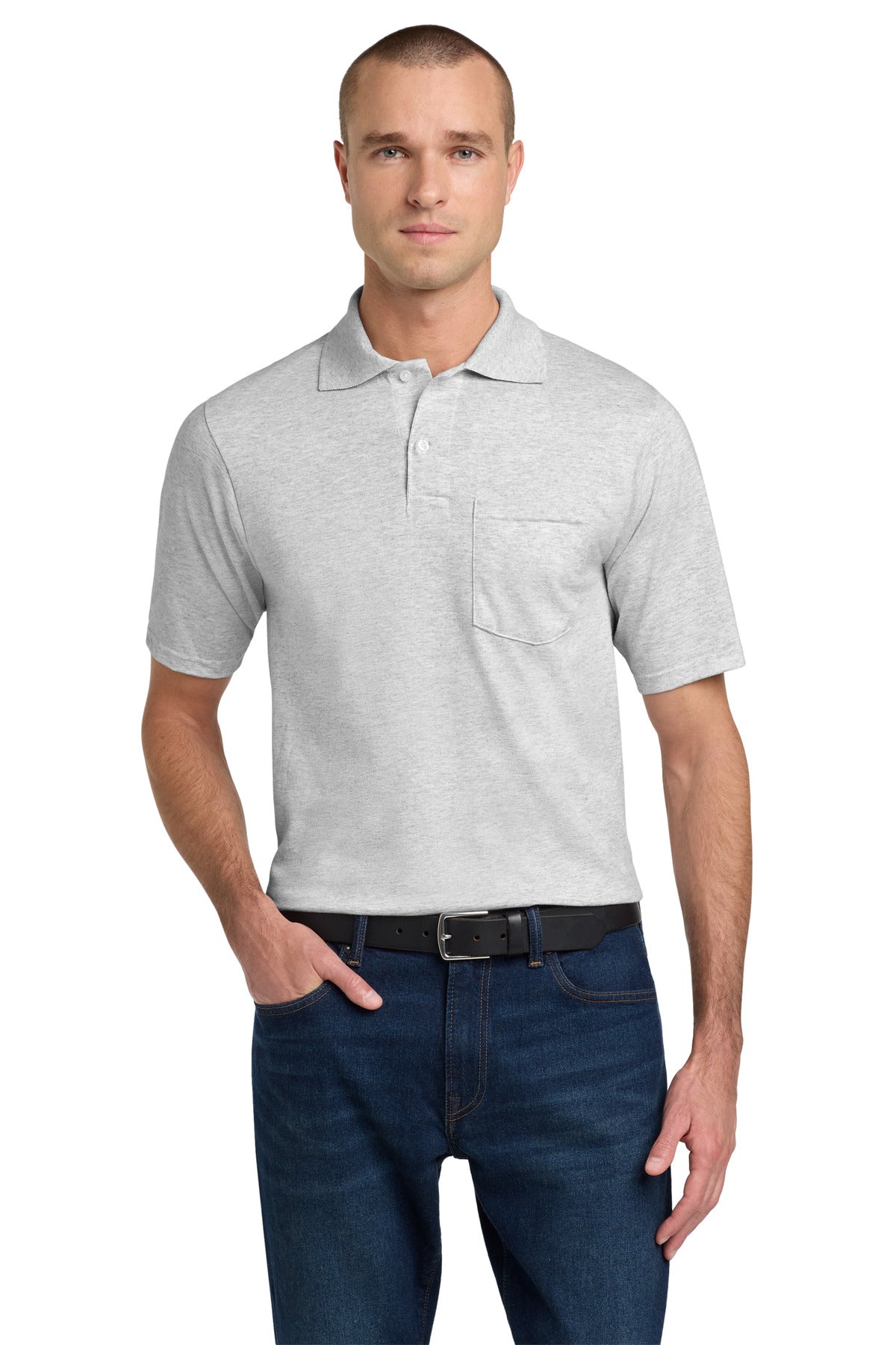 Custom logo Jerzees® Dri-Power® Pocket Sport Shirt. 436MP in Ash