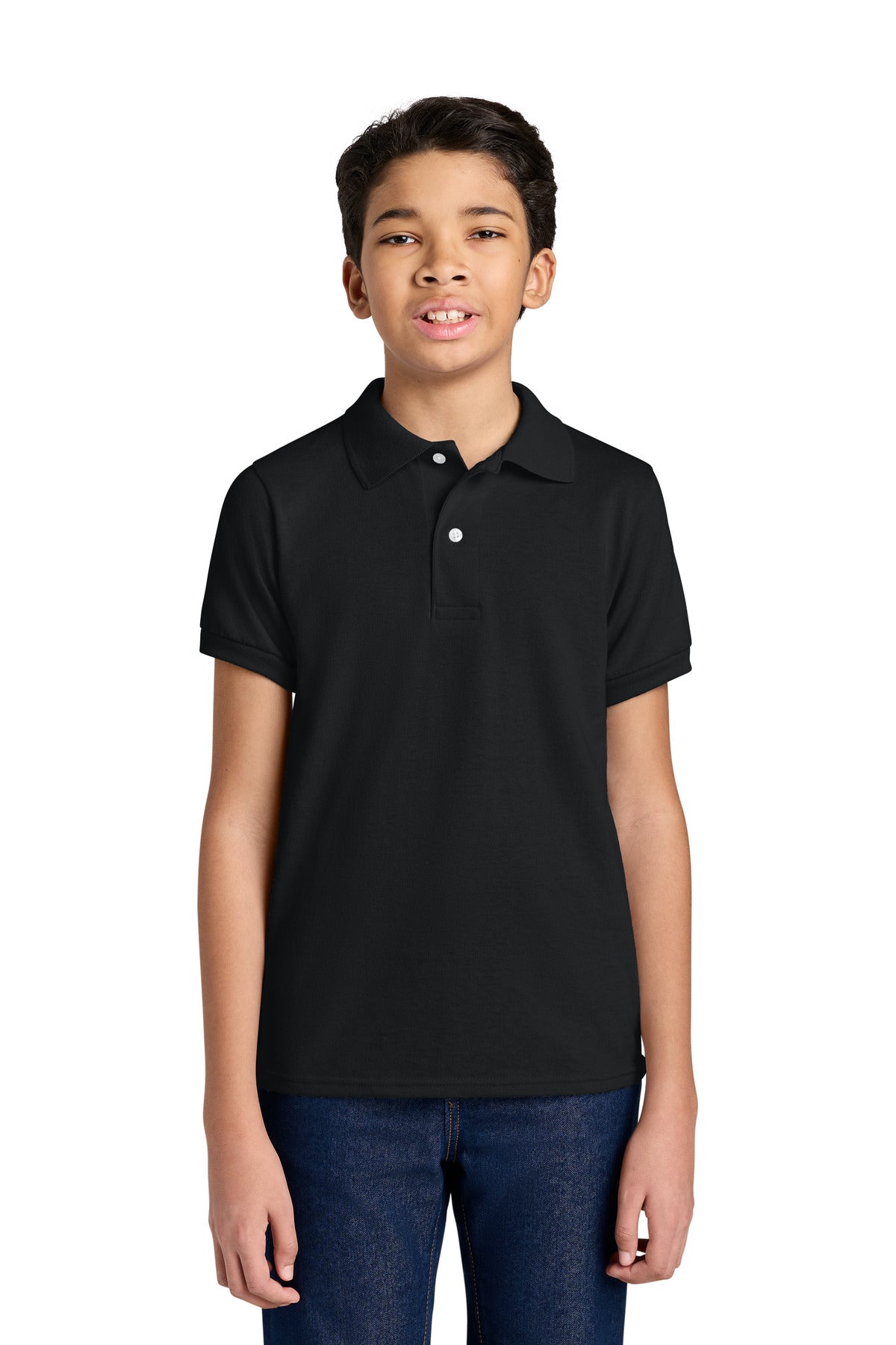 Custom logo Jerzees® Youth Dri-Power® Sport Shirt 437B in Black