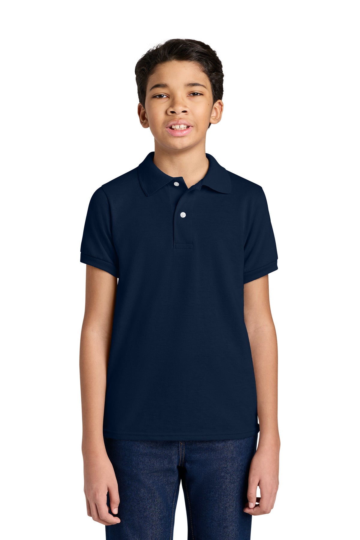 Custom logo Jerzees® Youth Dri-Power® Sport Shirt 437B in J. Navy
