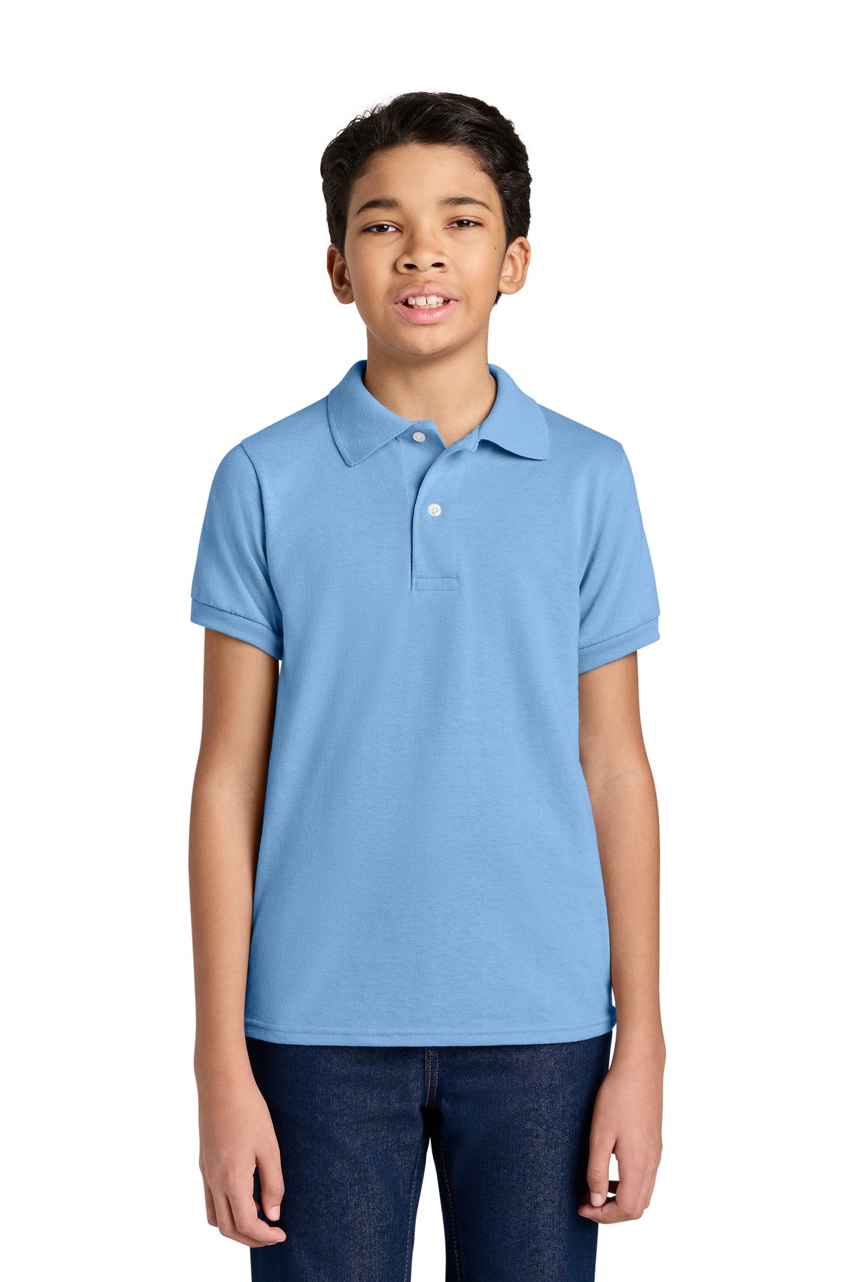 Custom logo Jerzees® Youth Dri-Power® Sport Shirt 437B in Light Blue