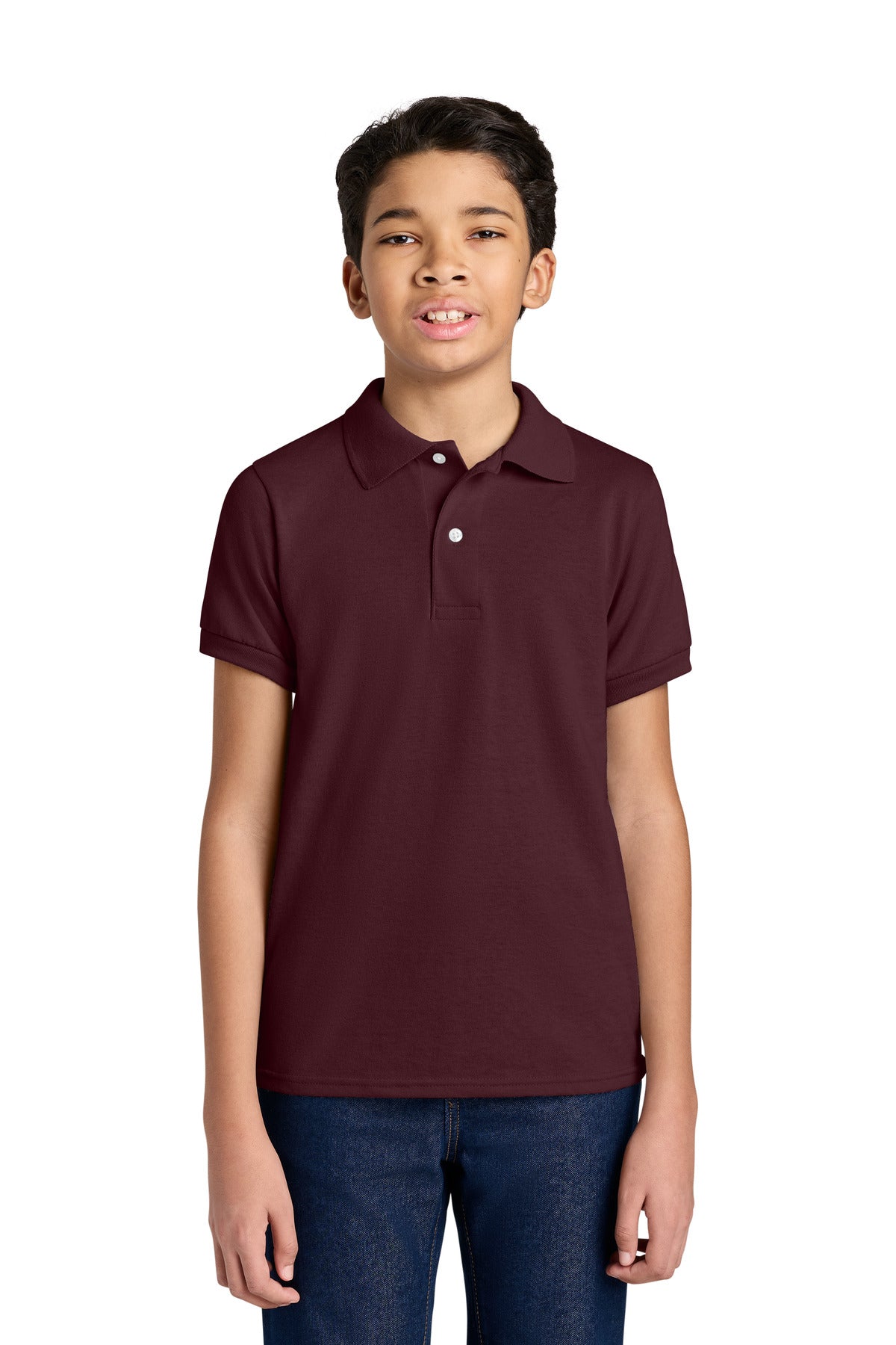 Custom logo Jerzees® Youth Dri-Power® Sport Shirt 437B in Maroon