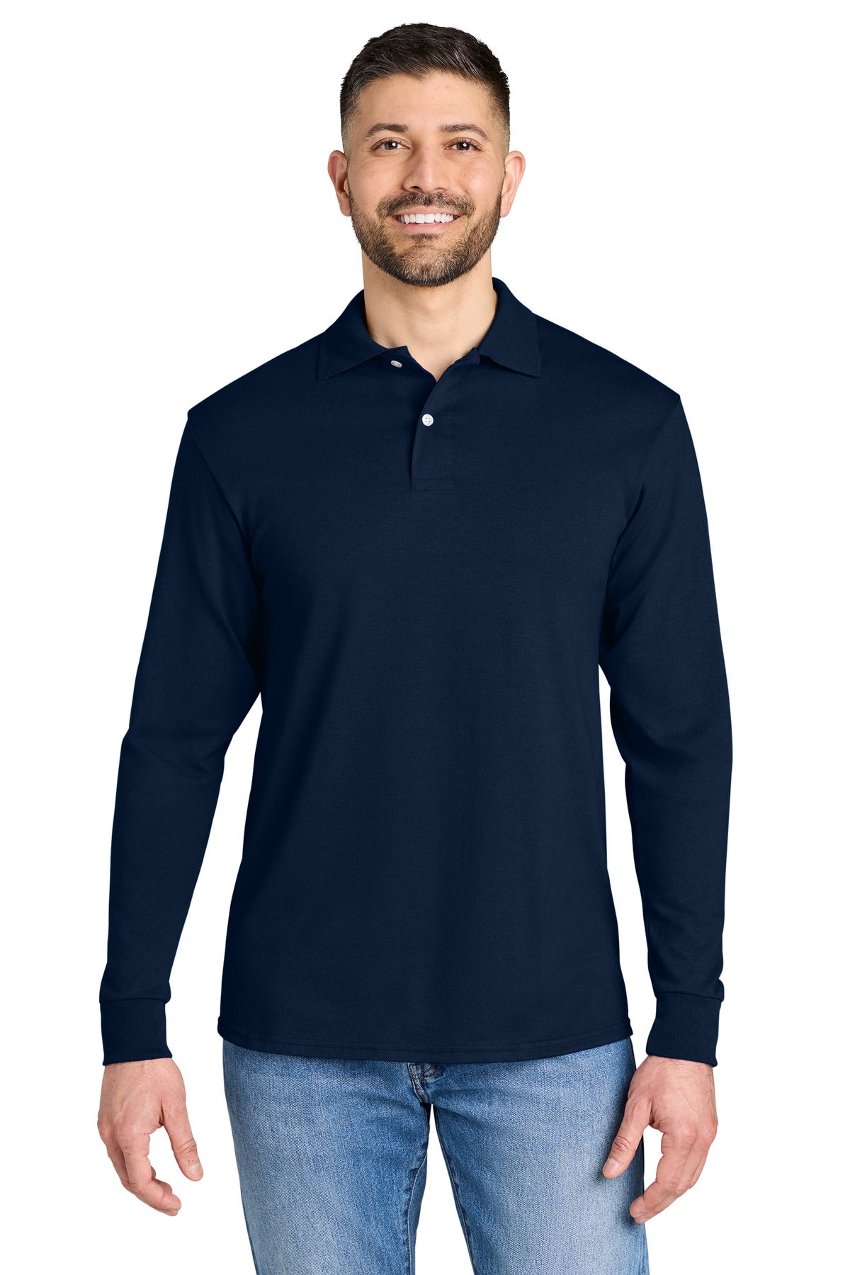 Custom logo Jerzees® Dri-Power® Long Sleeve Sport Shirt 437LS in J. Navy