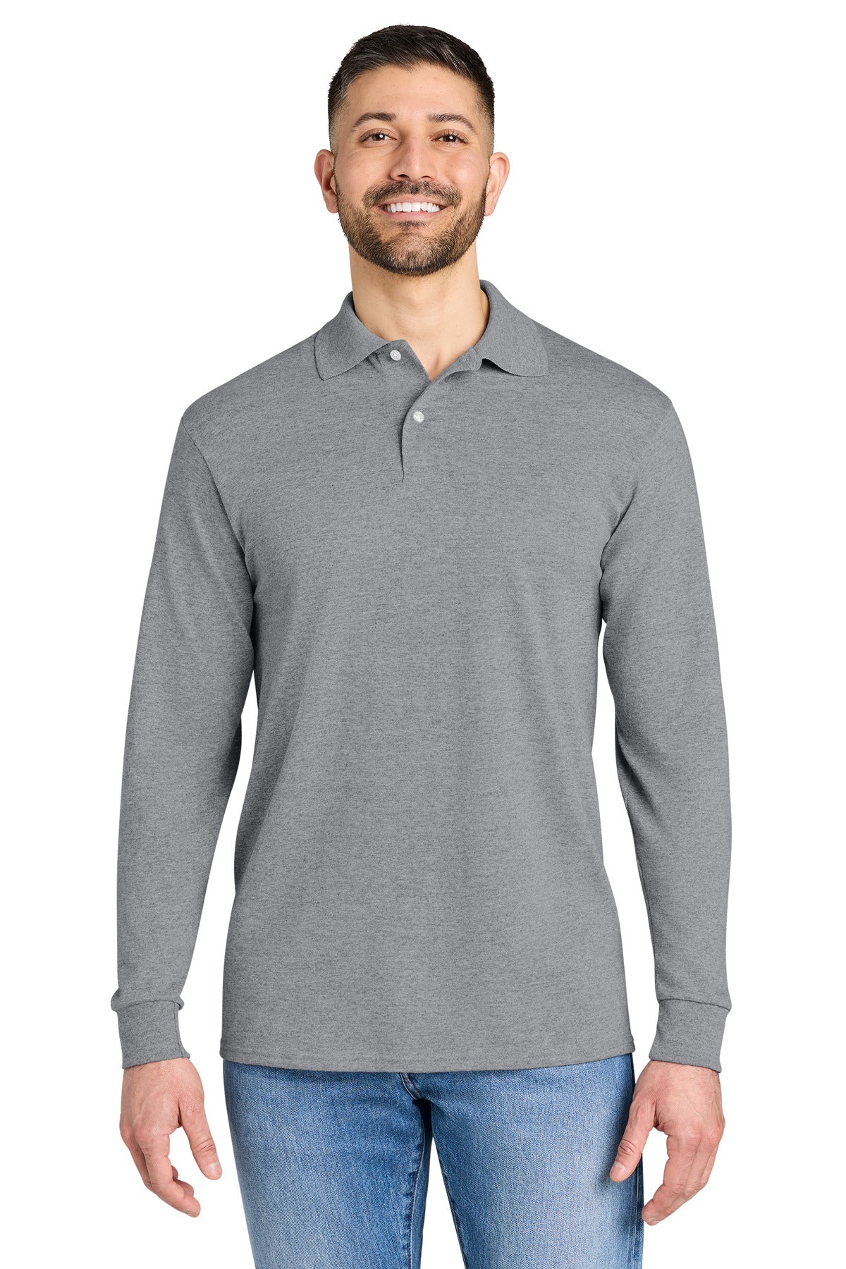 Custom logo Jerzees® Dri-Power® Long Sleeve Sport Shirt 437LS in Oxford