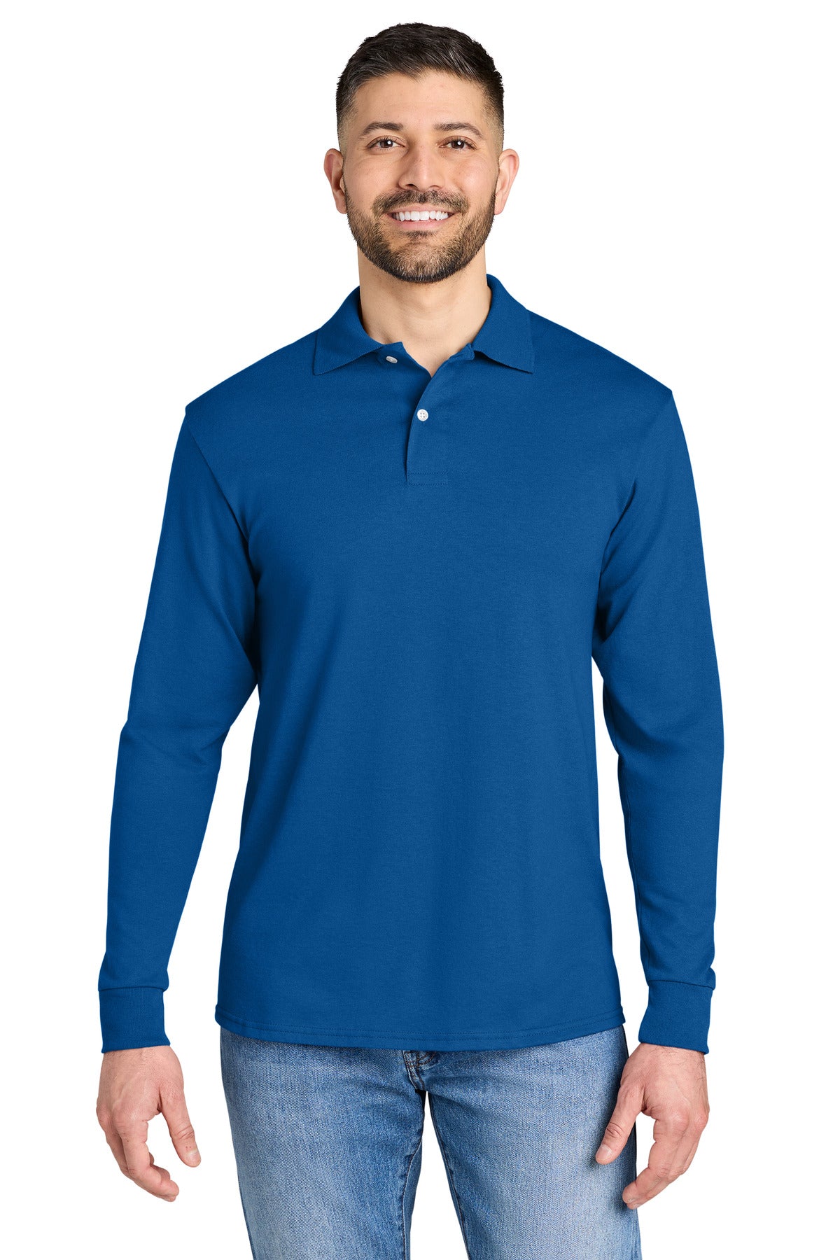 Custom logo Jerzees® Dri-Power® Long Sleeve Sport Shirt 437LS in Royal
