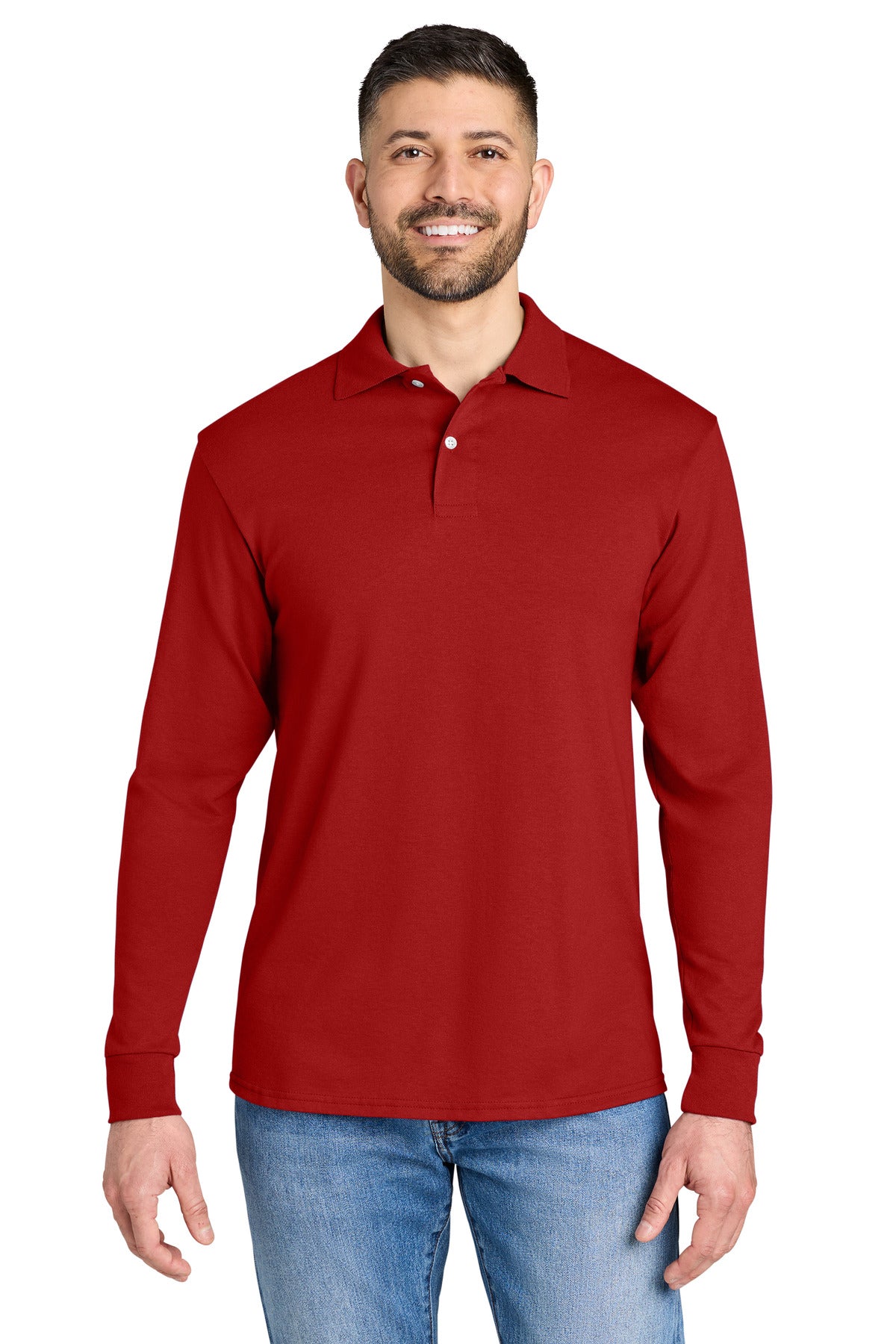 Custom logo Jerzees® Dri-Power® Long Sleeve Sport Shirt 437LS in True Red
