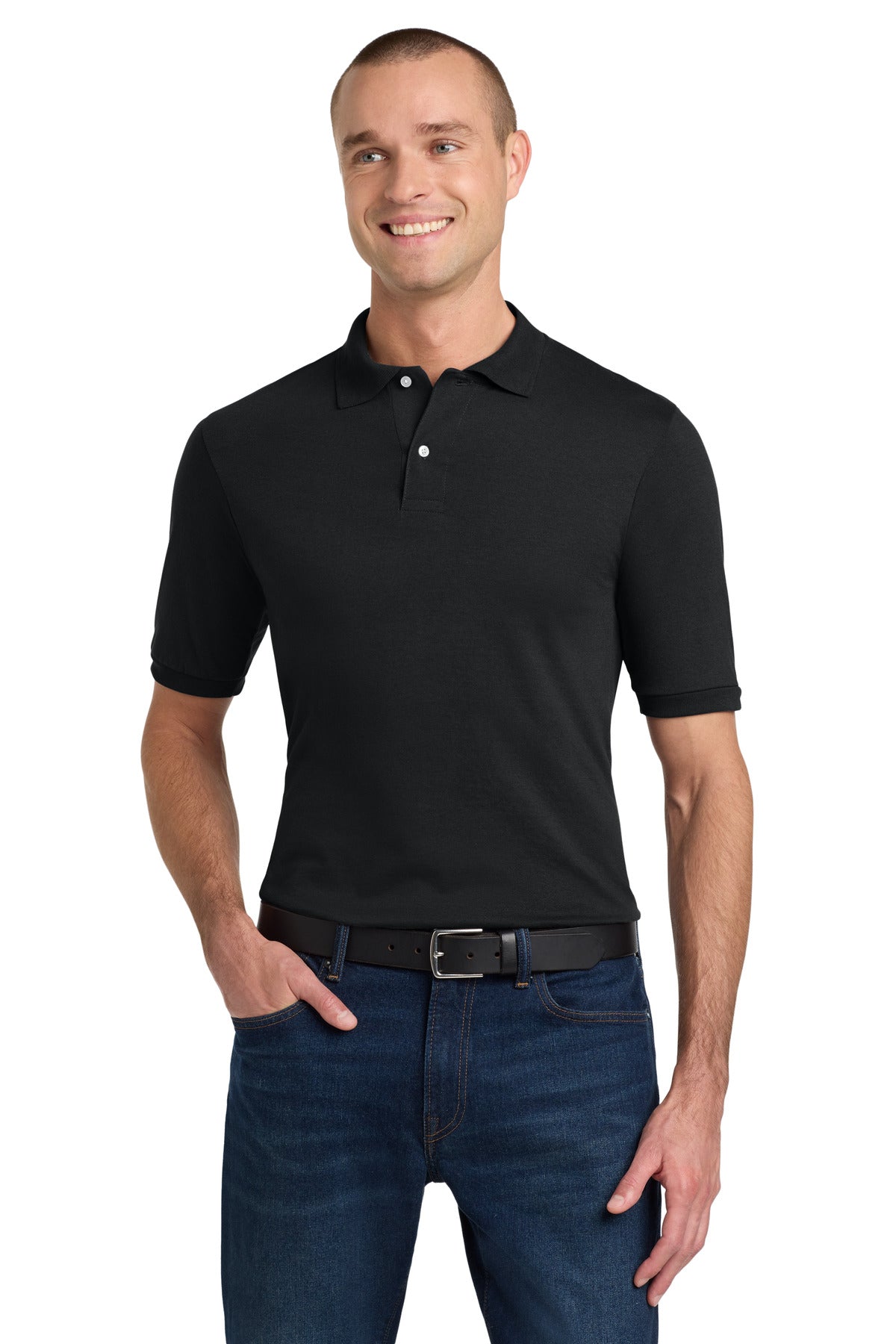 Custom logo Jerzees® Dri-Power® Sport Shirt. 437M in Black