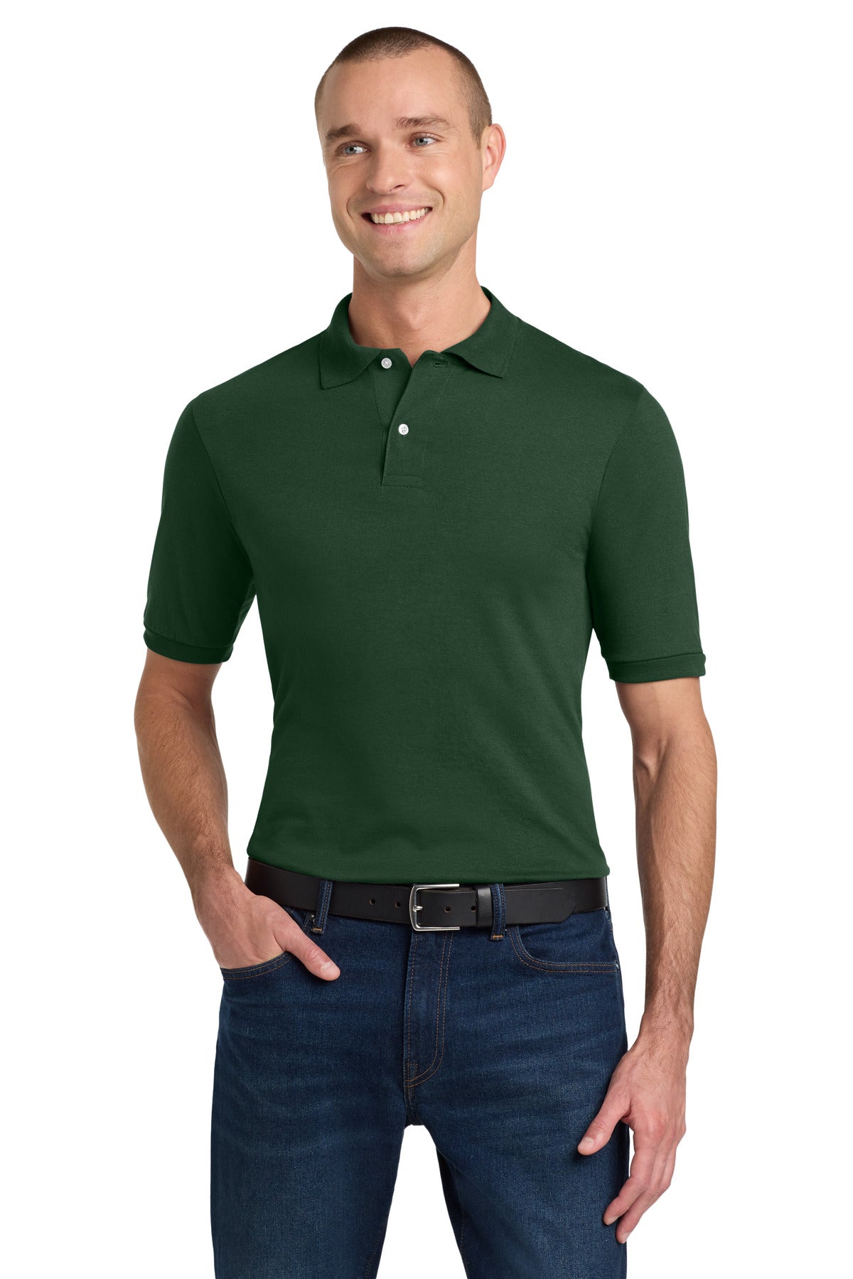 Custom logo Jerzees® Dri-Power® Sport Shirt. 437M in Forest