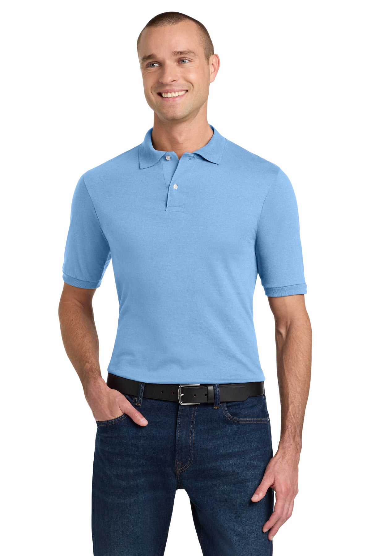 Custom logo Jerzees® Dri-Power® Sport Shirt. 437M in Light Blue