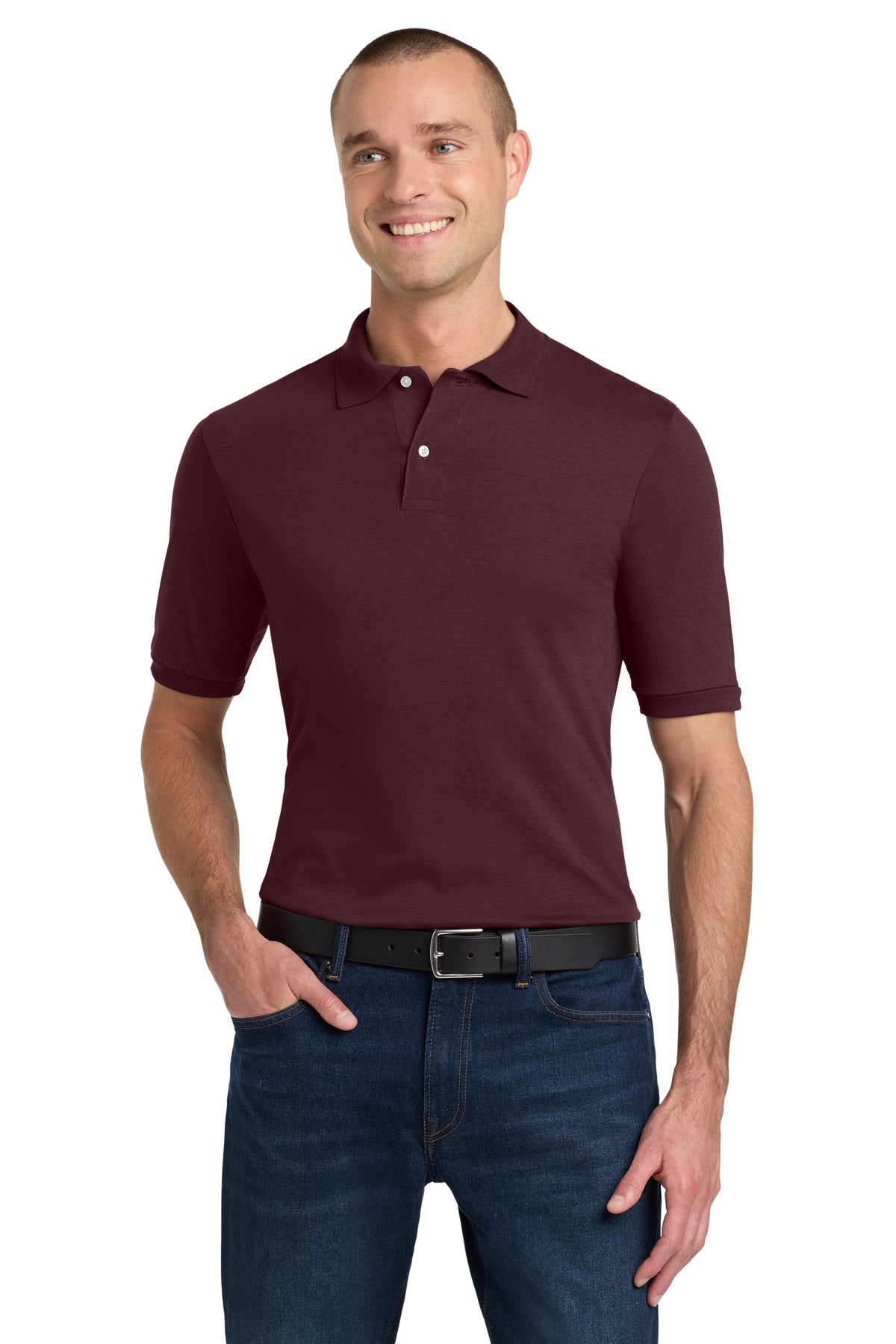 Custom logo Jerzees® Dri-Power® Sport Shirt. 437M in Maroon
