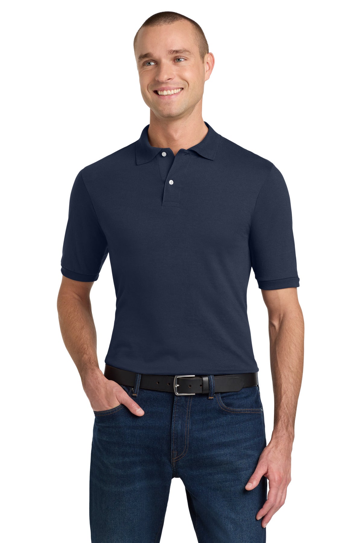 Custom logo Jerzees® Dri-Power® Sport Shirt. 437M in J. Navy