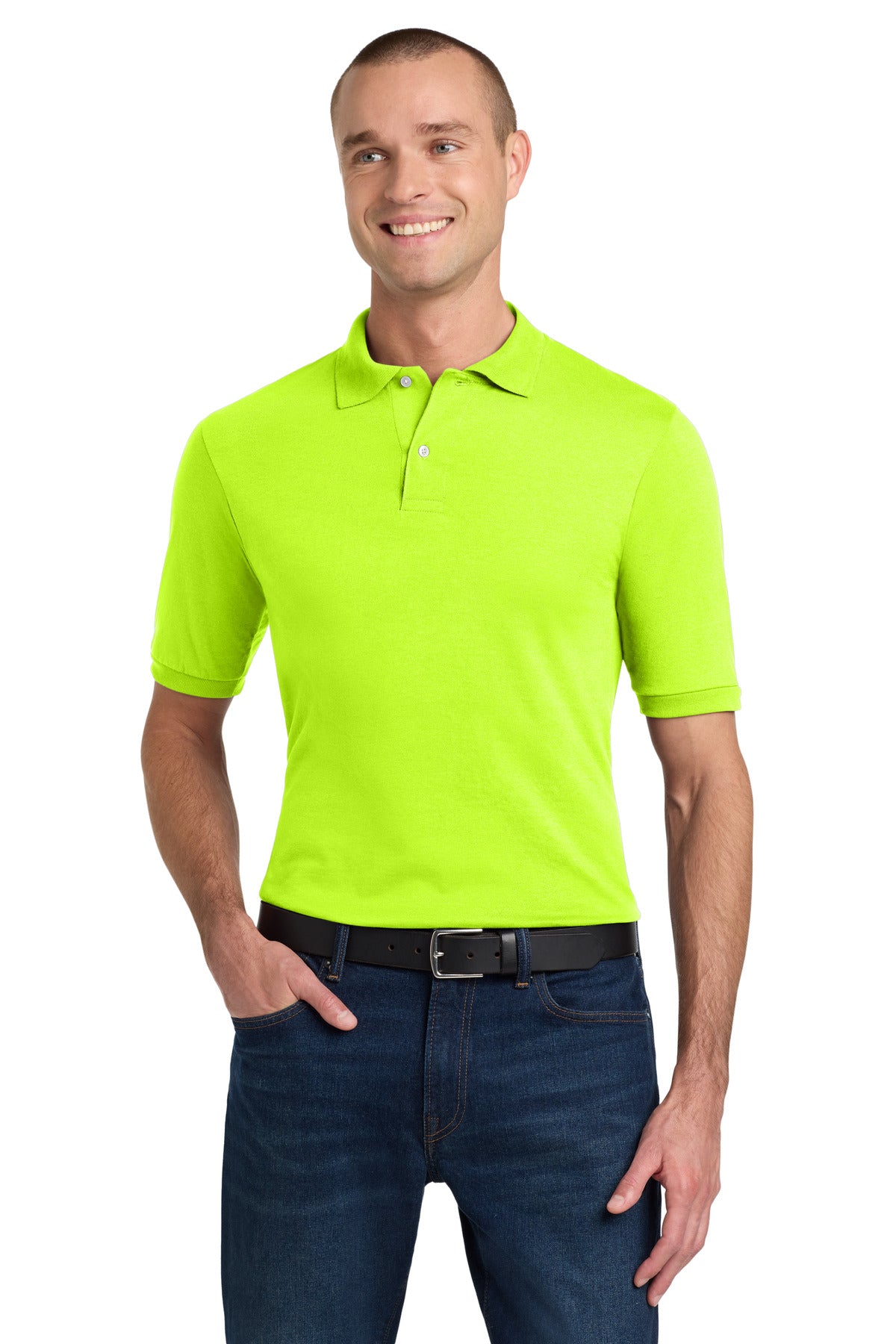 Custom logo Jerzees® Dri-Power® Sport Shirt. 437M in Safety Green