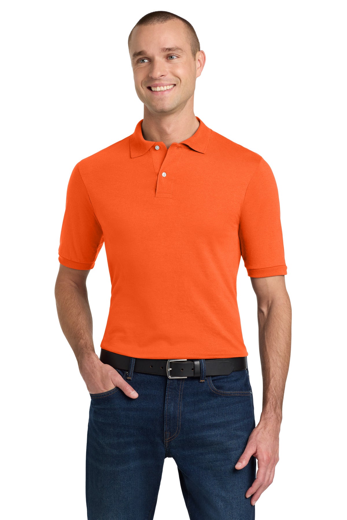 Custom logo Jerzees® Dri-Power® Sport Shirt. 437M in Safety Orange