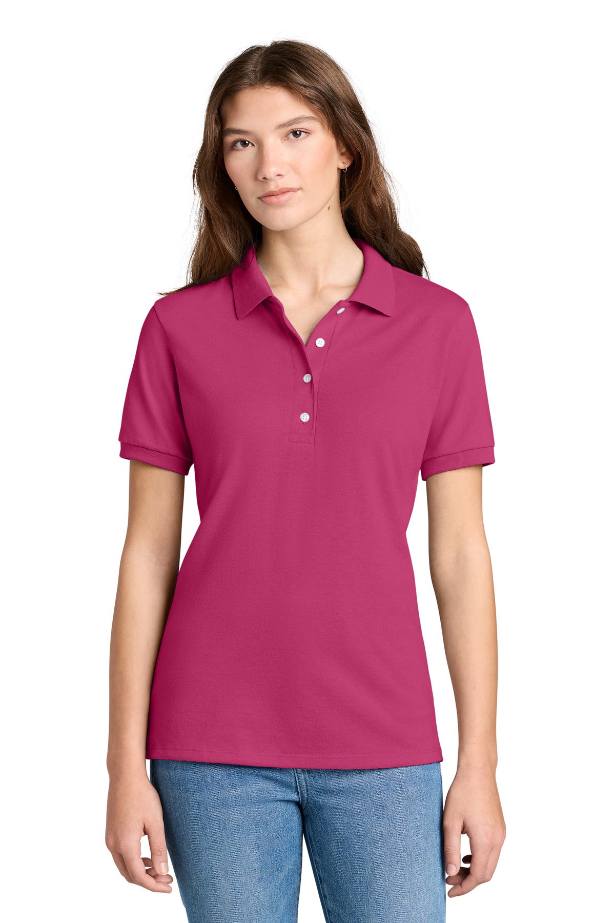 Custom logo Jerzees® Women's Dri-Power® Sport Shirt 437W in Cyber Pink