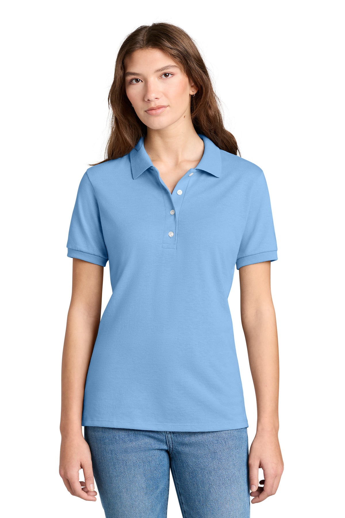 Custom logo Jerzees® Women's Dri-Power® Sport Shirt 437W in Light Blue