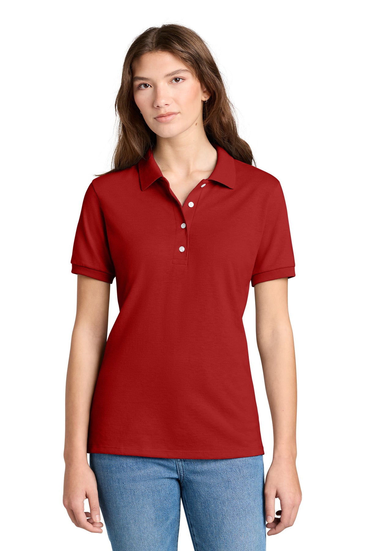Custom logo Jerzees® Women's Dri-Power® Sport Shirt 437W in True Red