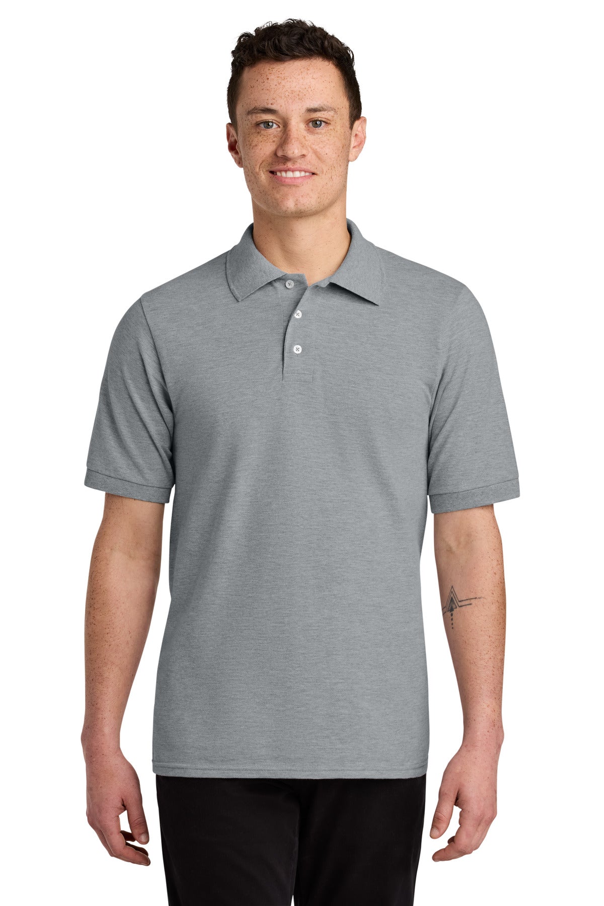 Custom logo Jerzees® Unisex Premium Ring Spun Cotton Pique Sport Shirt 443M in Athletic Heather