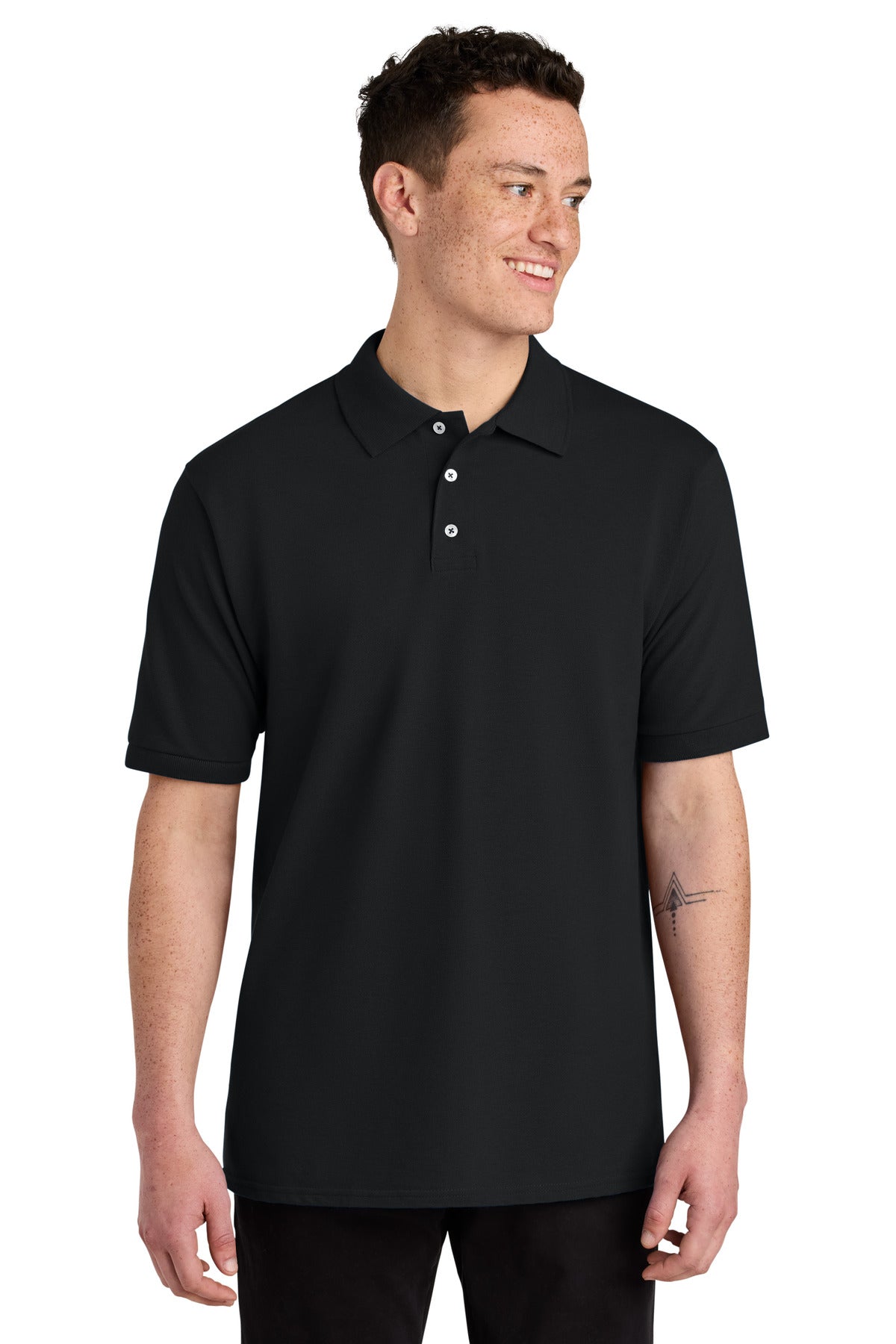 Custom logo Jerzees® Unisex Premium Ring Spun Cotton Pique Sport Shirt 443M in Black