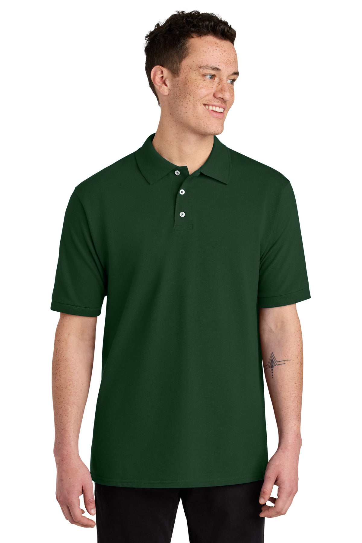 Custom logo Jerzees® Unisex Premium Ring Spun Cotton Pique Sport Shirt 443M in Forest Green