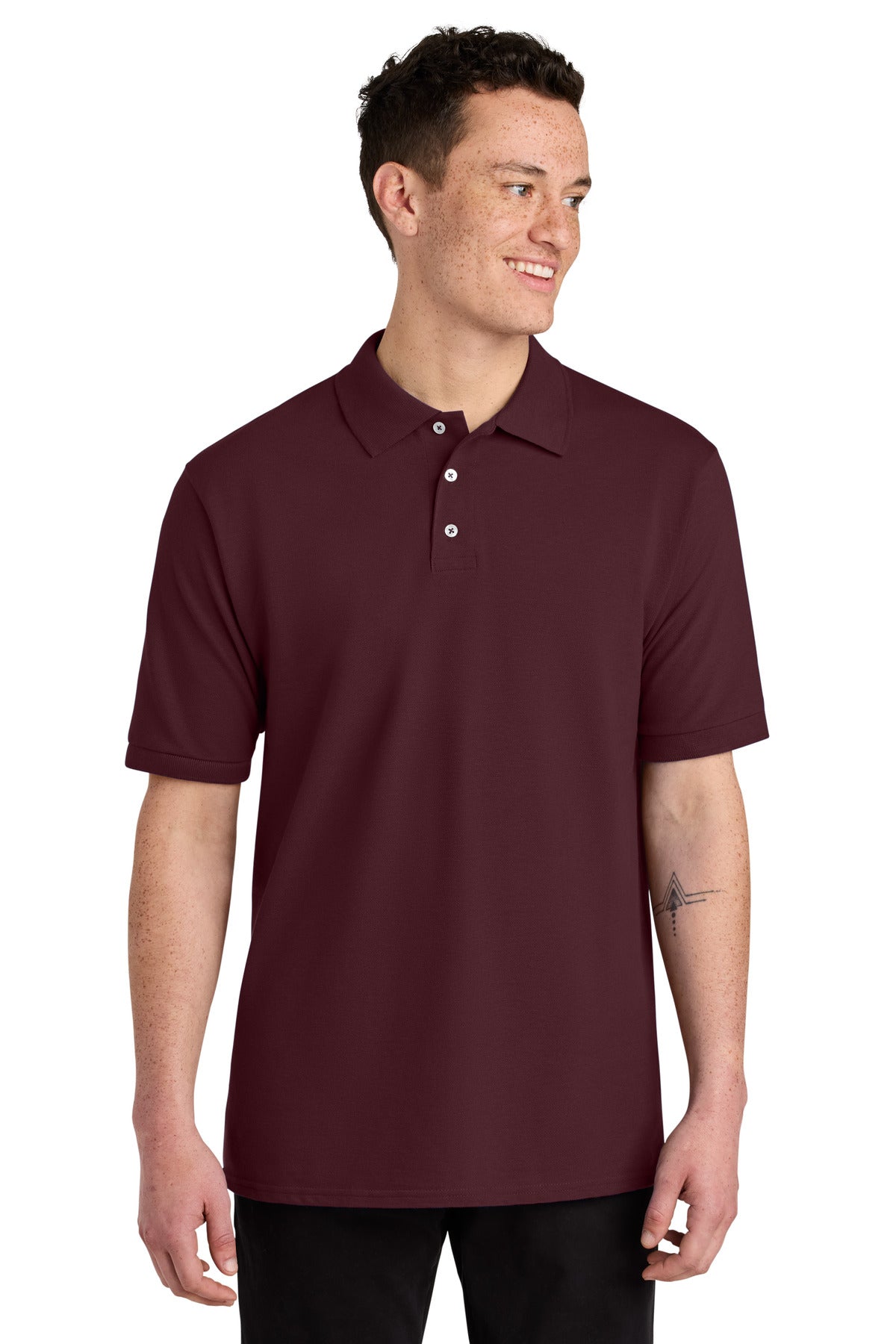 Custom logo Jerzees® Unisex Premium Ring Spun Cotton Pique Sport Shirt 443M in Maroon