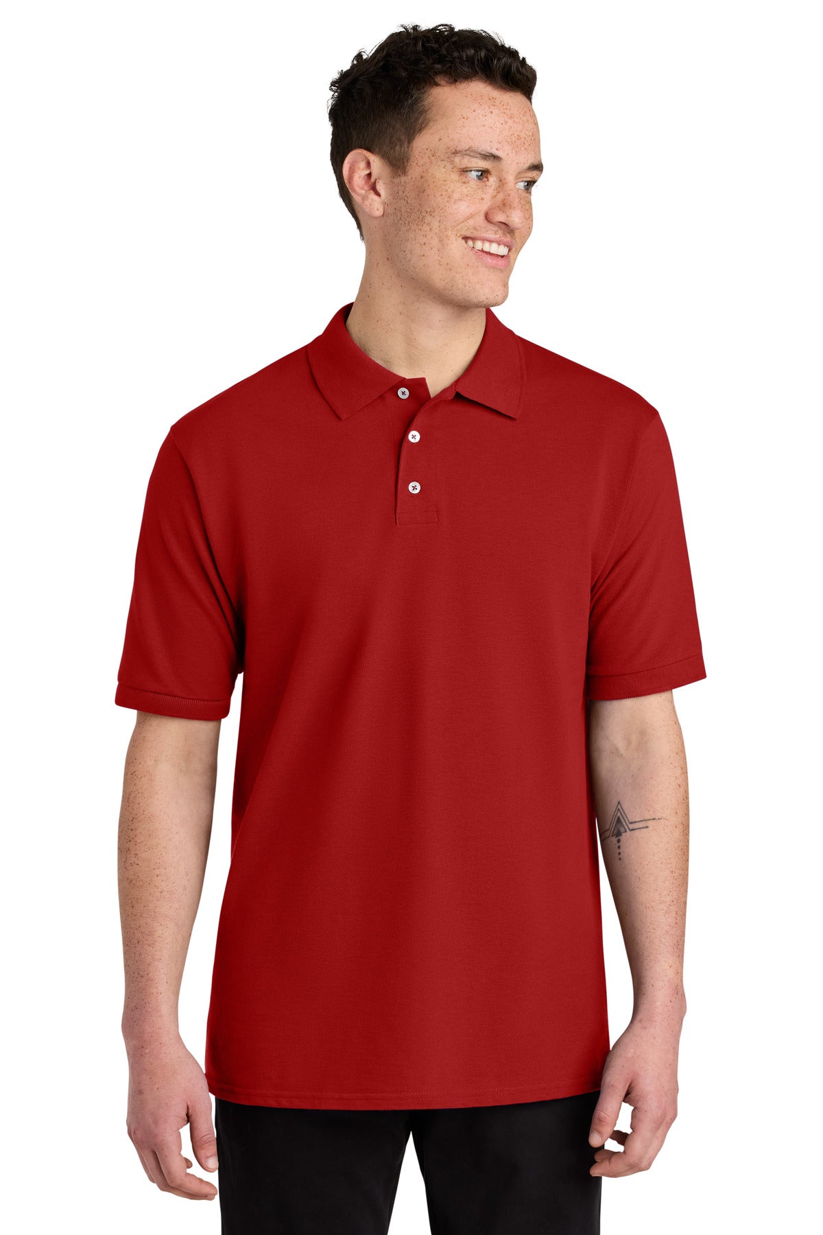 Custom logo Jerzees® Unisex Premium Ring Spun Cotton Pique Sport Shirt 443M in True Red