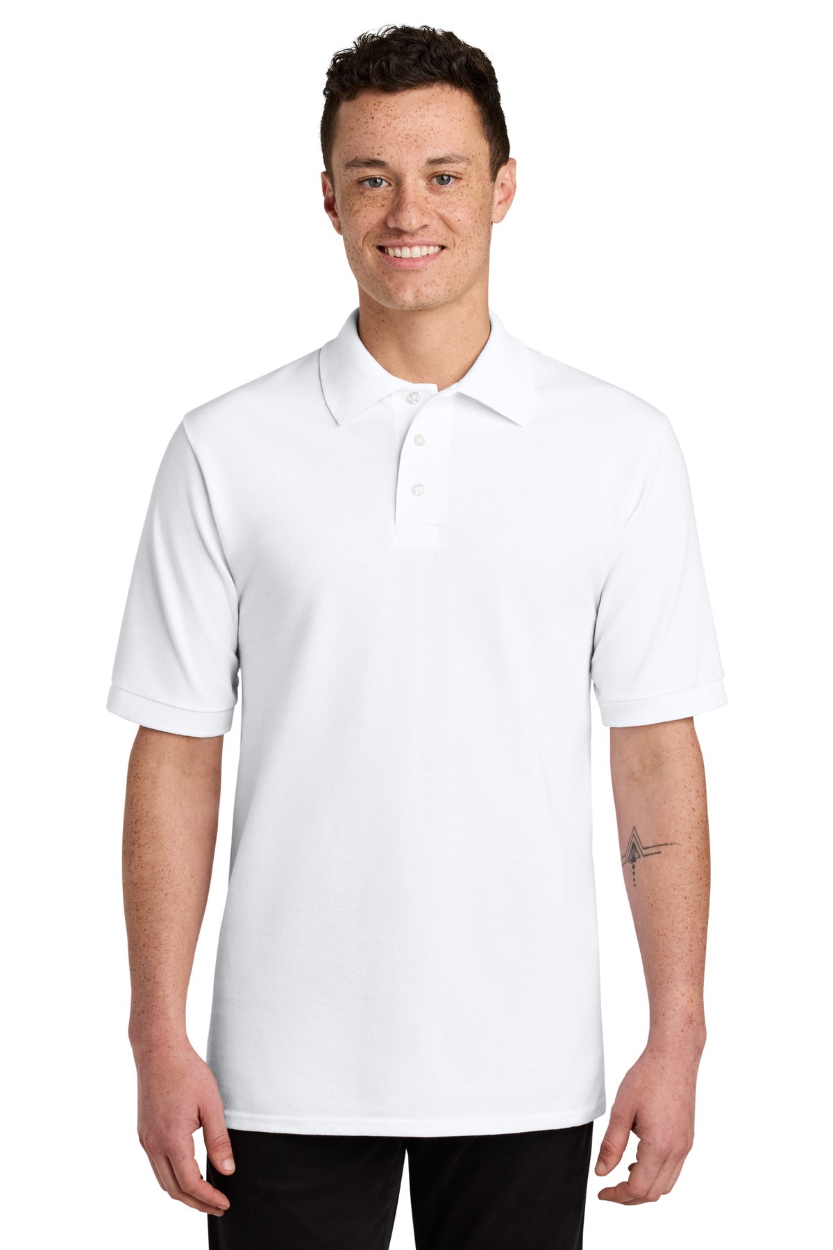 Custom logo Jerzees® Unisex Premium Ring Spun Cotton Pique Sport Shirt 443M in White