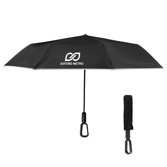 Custom logo 46" Arc Reflective Umbrella With Carabiner Handle