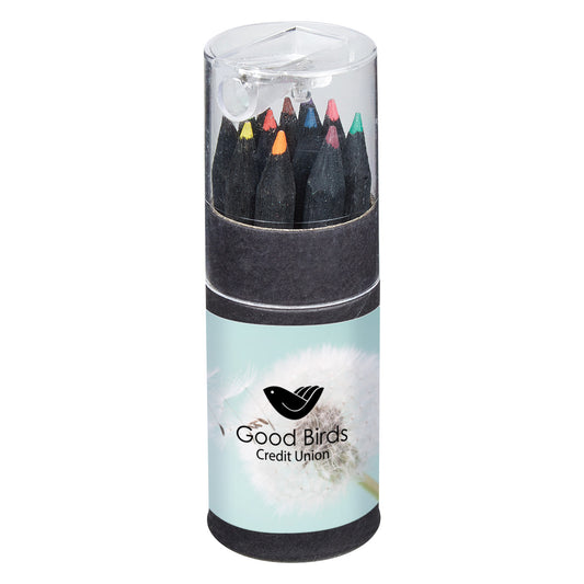 Custom logo Blackwood 12-Piece Colored Pencil Set In Tube With Sharpener