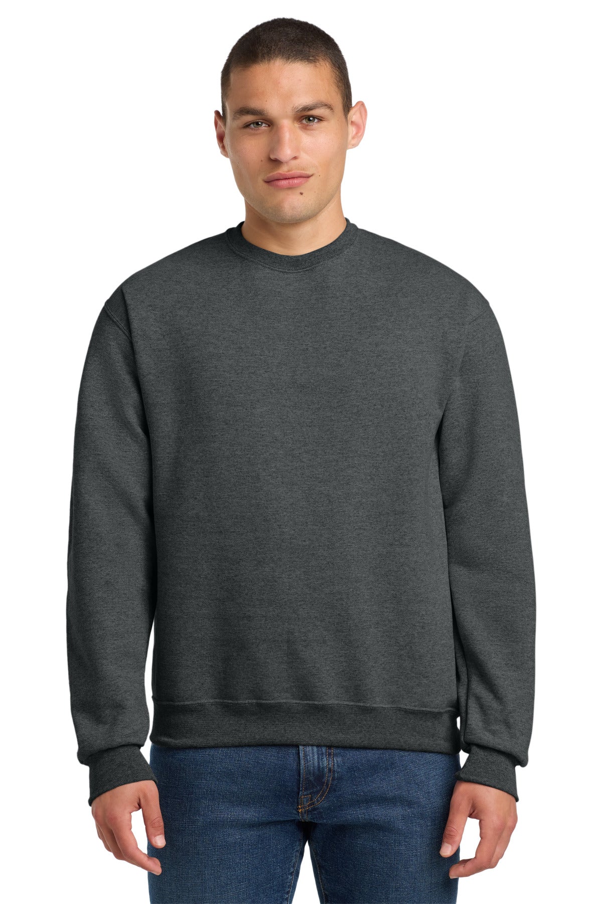 Custom logo Jerzees® Super Sweats® NuBlend® - Crewneck Sweatshirt.  4662M in Black Heather