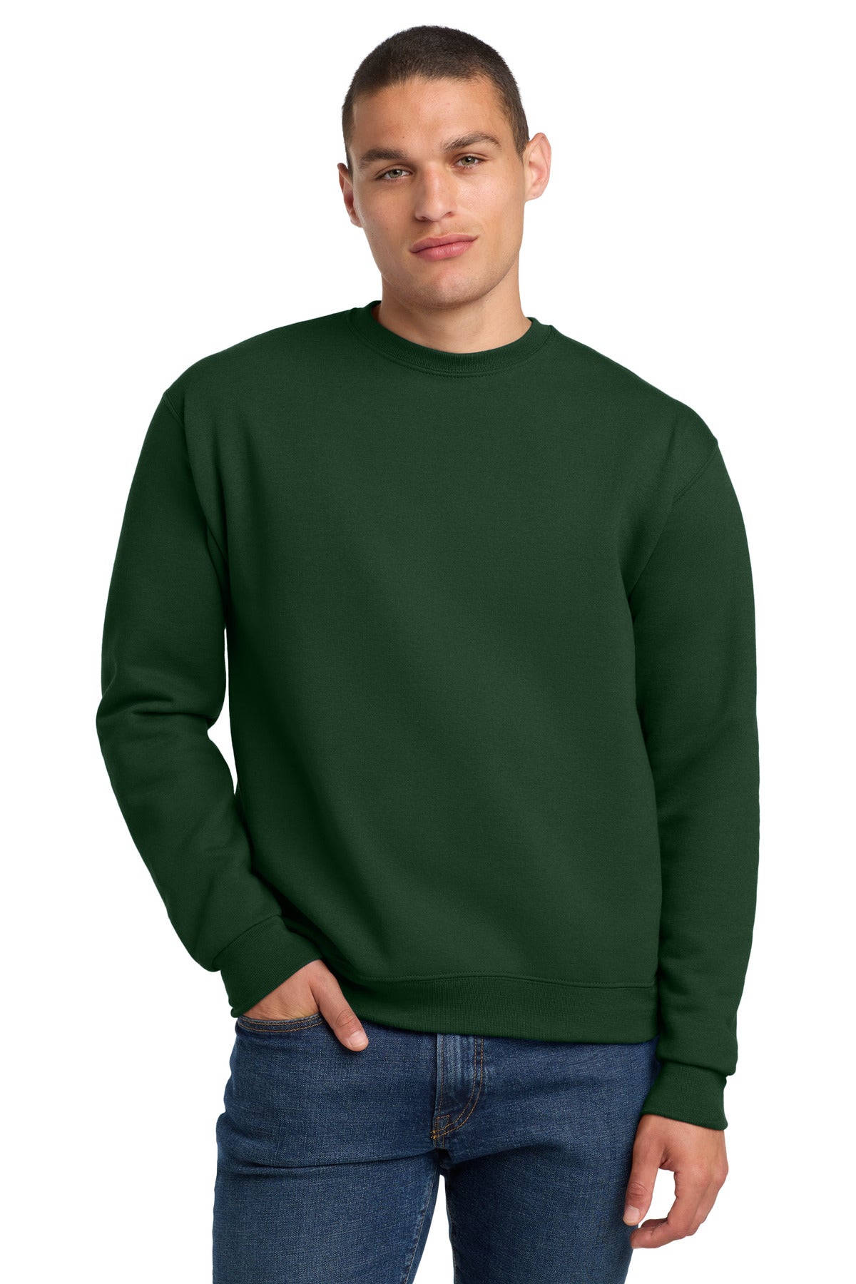 Custom logo Jerzees® Super Sweats® NuBlend® - Crewneck Sweatshirt.  4662M in Forest Green