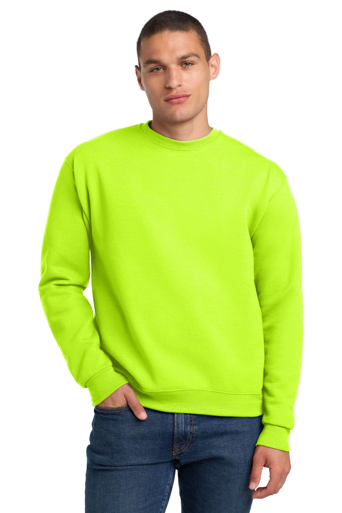 Custom logo Jerzees® Super Sweats® NuBlend® - Crewneck Sweatshirt.  4662M in Safety Green