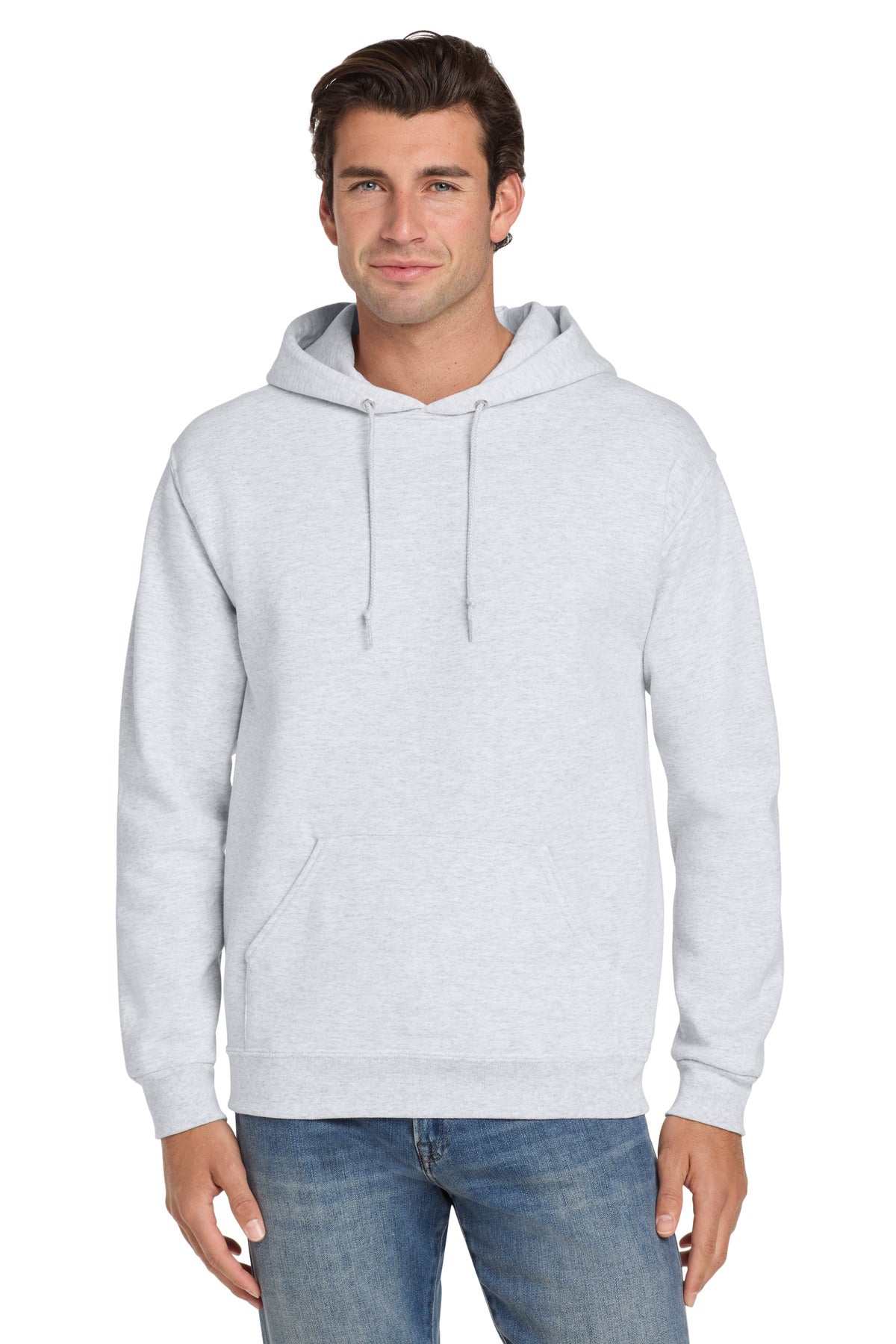 Custom logo Jerzees® Super Sweats® NuBlend® - Pullover Hooded Sweatshirt.  4997M in Ash