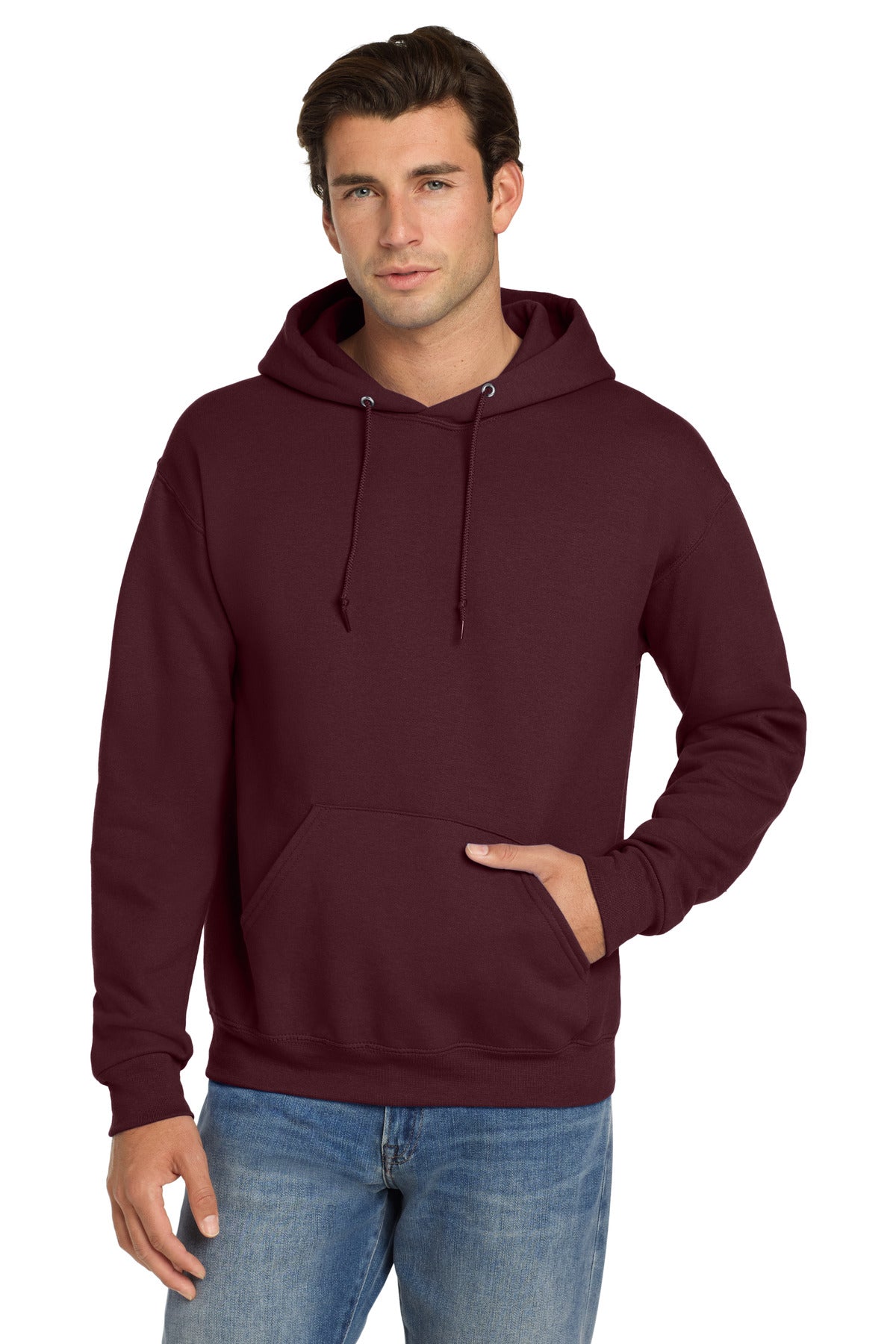 Custom logo Jerzees® Super Sweats® NuBlend® - Pullover Hooded Sweatshirt.  4997M in Maroon