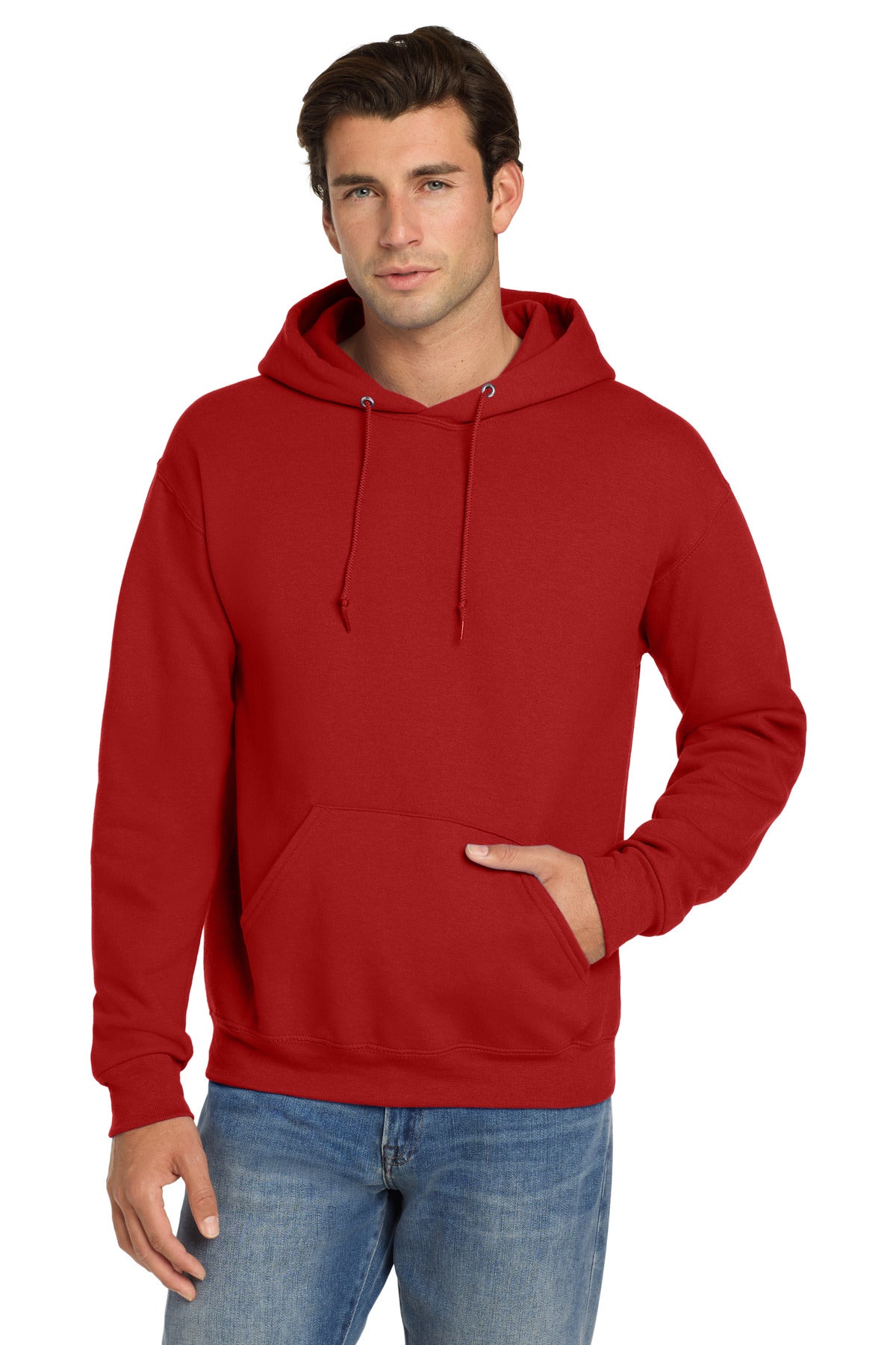 Custom logo Jerzees® Super Sweats® NuBlend® - Pullover Hooded Sweatshirt.  4997M in True Red