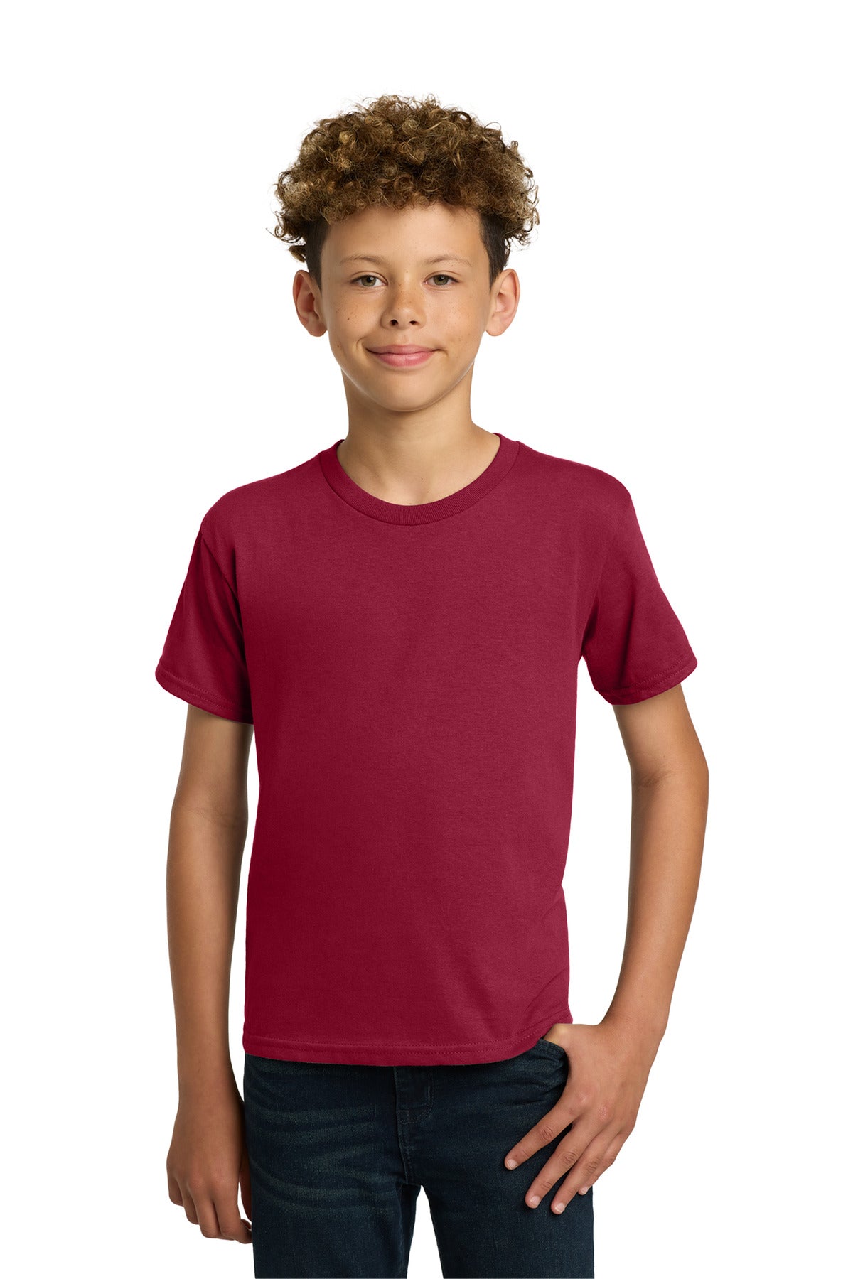 Custom logo Gildan® - Youth  Heavy Cotton™ 100% Cotton T-Shirt.  5000B in Cardinal Red