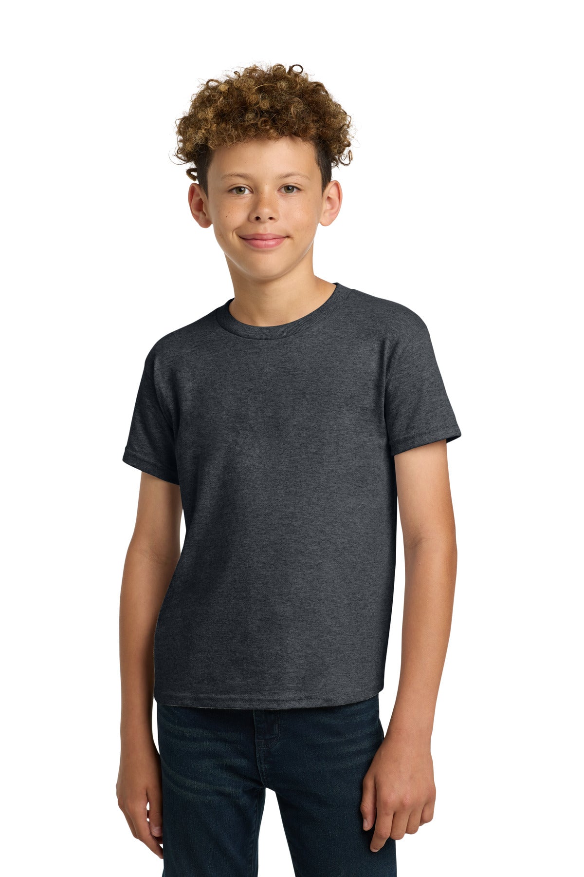 Custom logo Gildan® - Youth  Heavy Cotton™ 100% Cotton T-Shirt.  5000B in Dark Heather