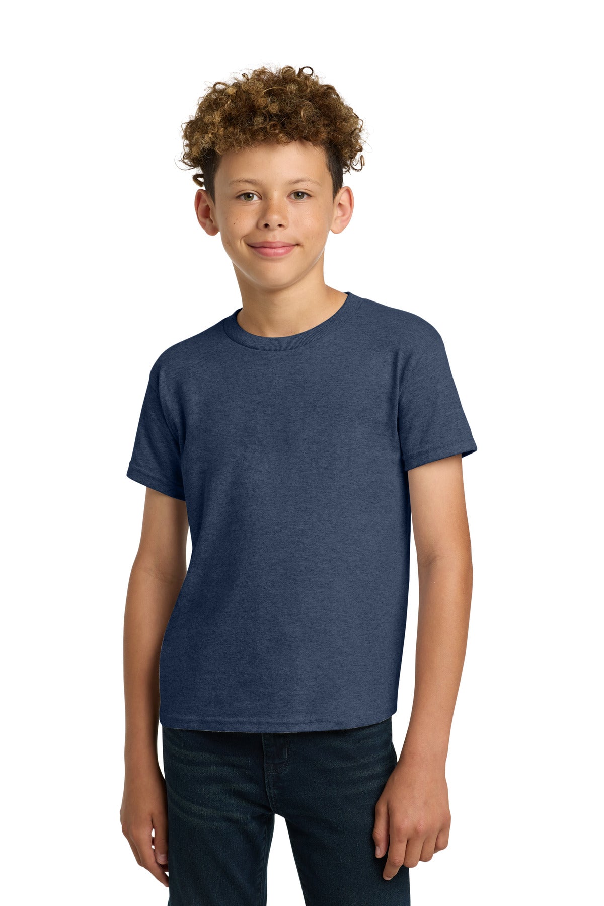 Custom logo Gildan® - Youth  Heavy Cotton™ 100% Cotton T-Shirt.  5000B in Heather Navy