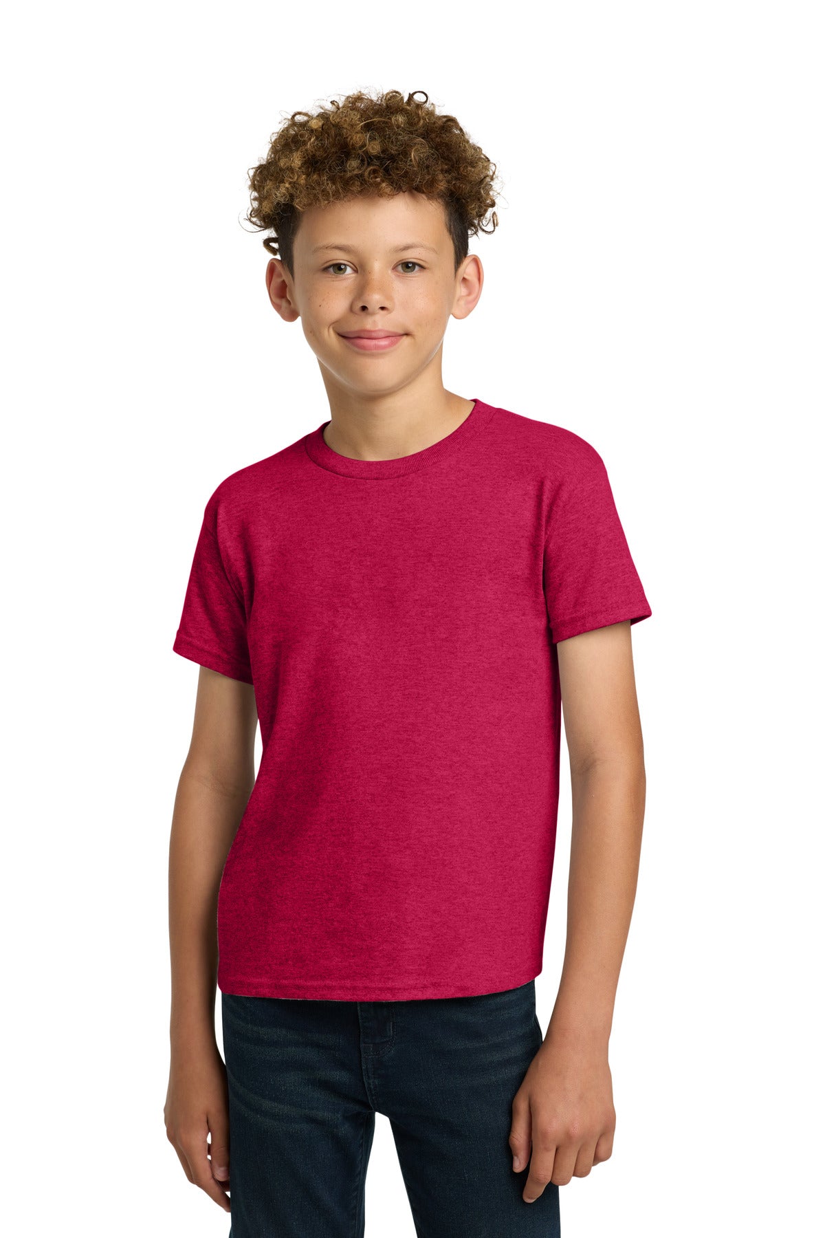 Custom logo Gildan® - Youth  Heavy Cotton™ 100% Cotton T-Shirt.  5000B in Heather Red