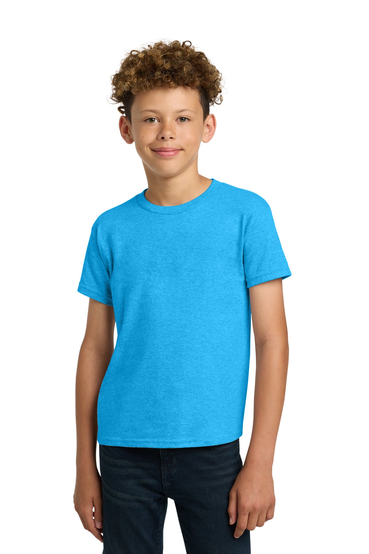Custom logo Gildan® - Youth  Heavy Cotton™ 100% Cotton T-Shirt.  5000B in Heather Sapphire
