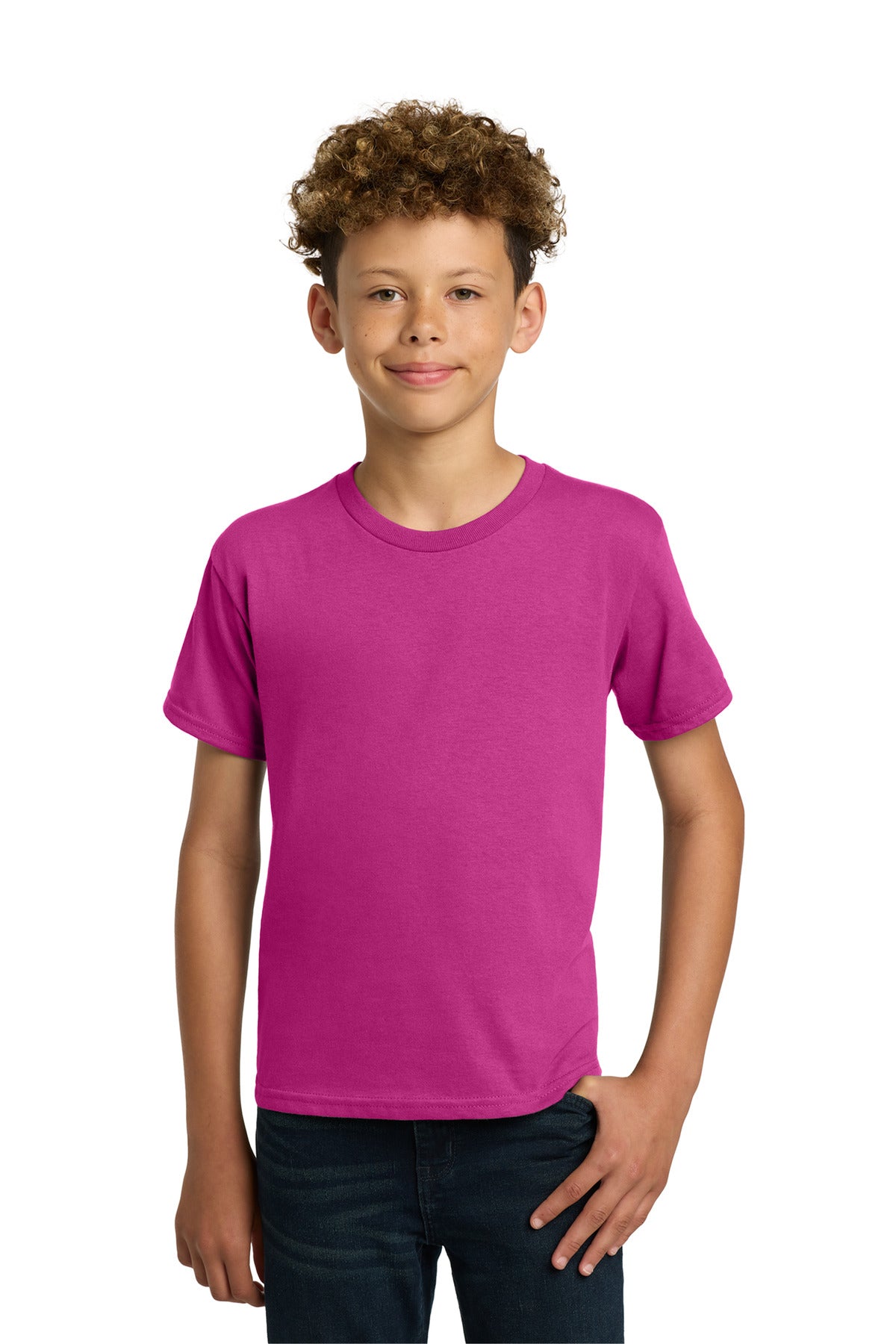 Custom logo Gildan® - Youth  Heavy Cotton™ 100% Cotton T-Shirt.  5000B in Heliconia