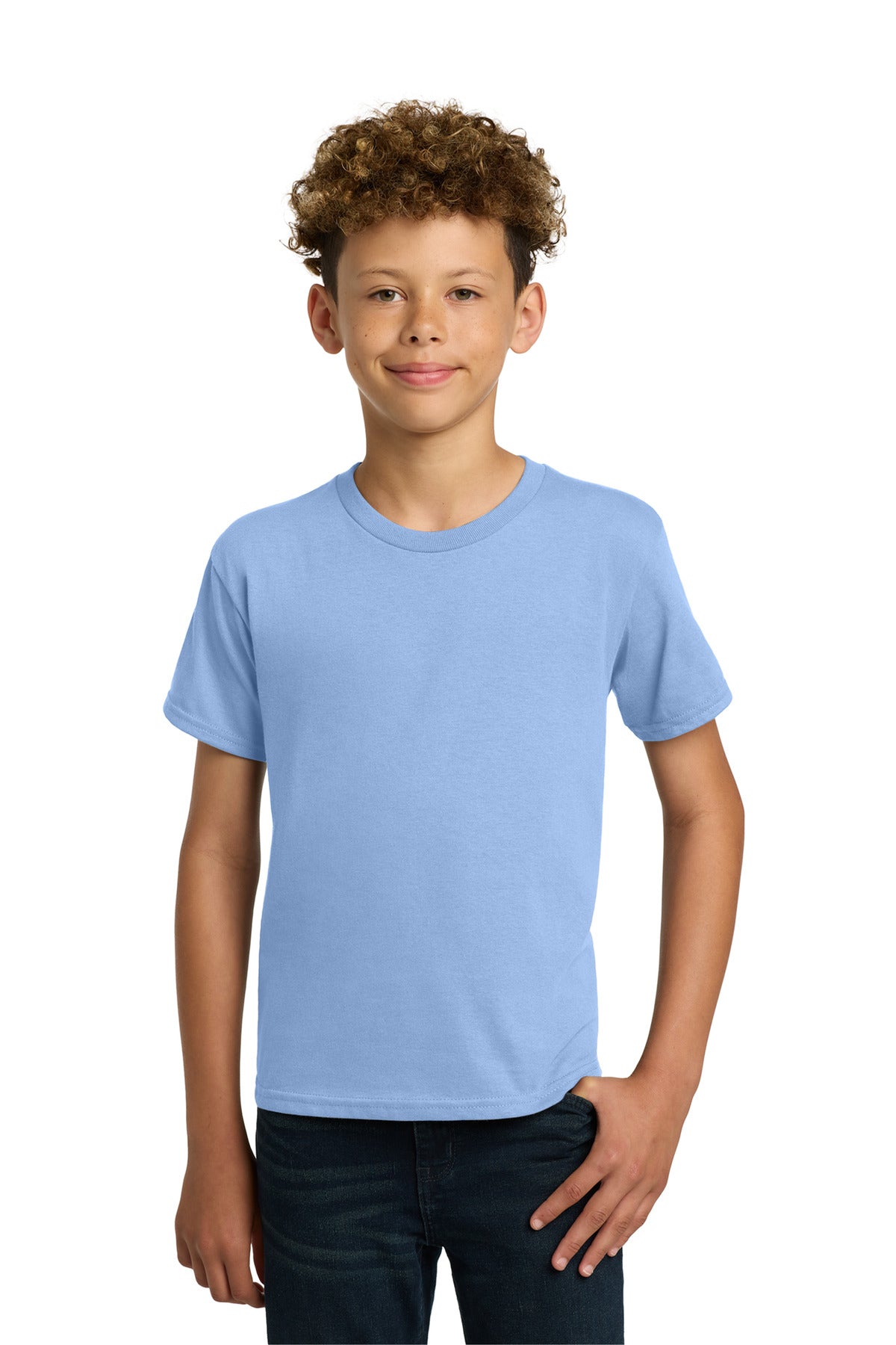 Custom logo Gildan® - Youth  Heavy Cotton™ 100% Cotton T-Shirt.  5000B in Light Blue
