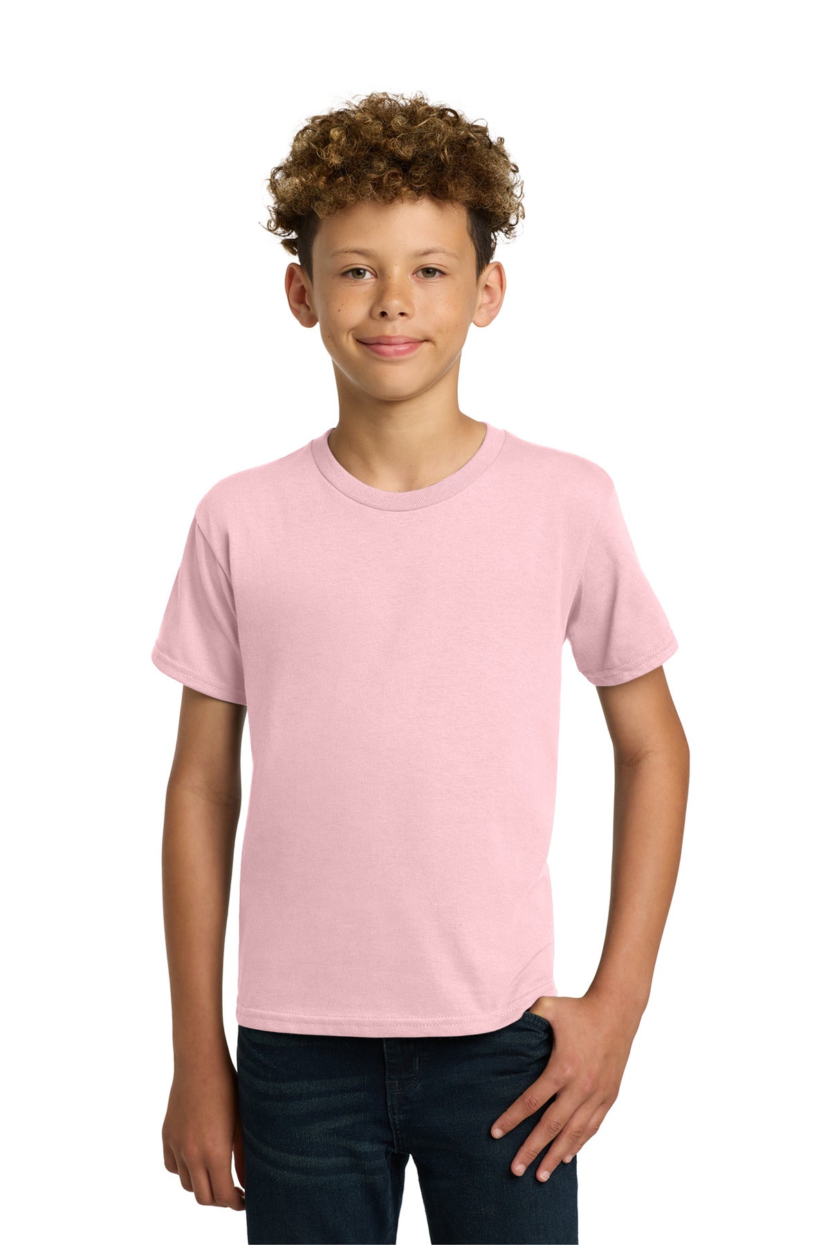 Custom logo Gildan® - Youth  Heavy Cotton™ 100% Cotton T-Shirt.  5000B in Light Pink