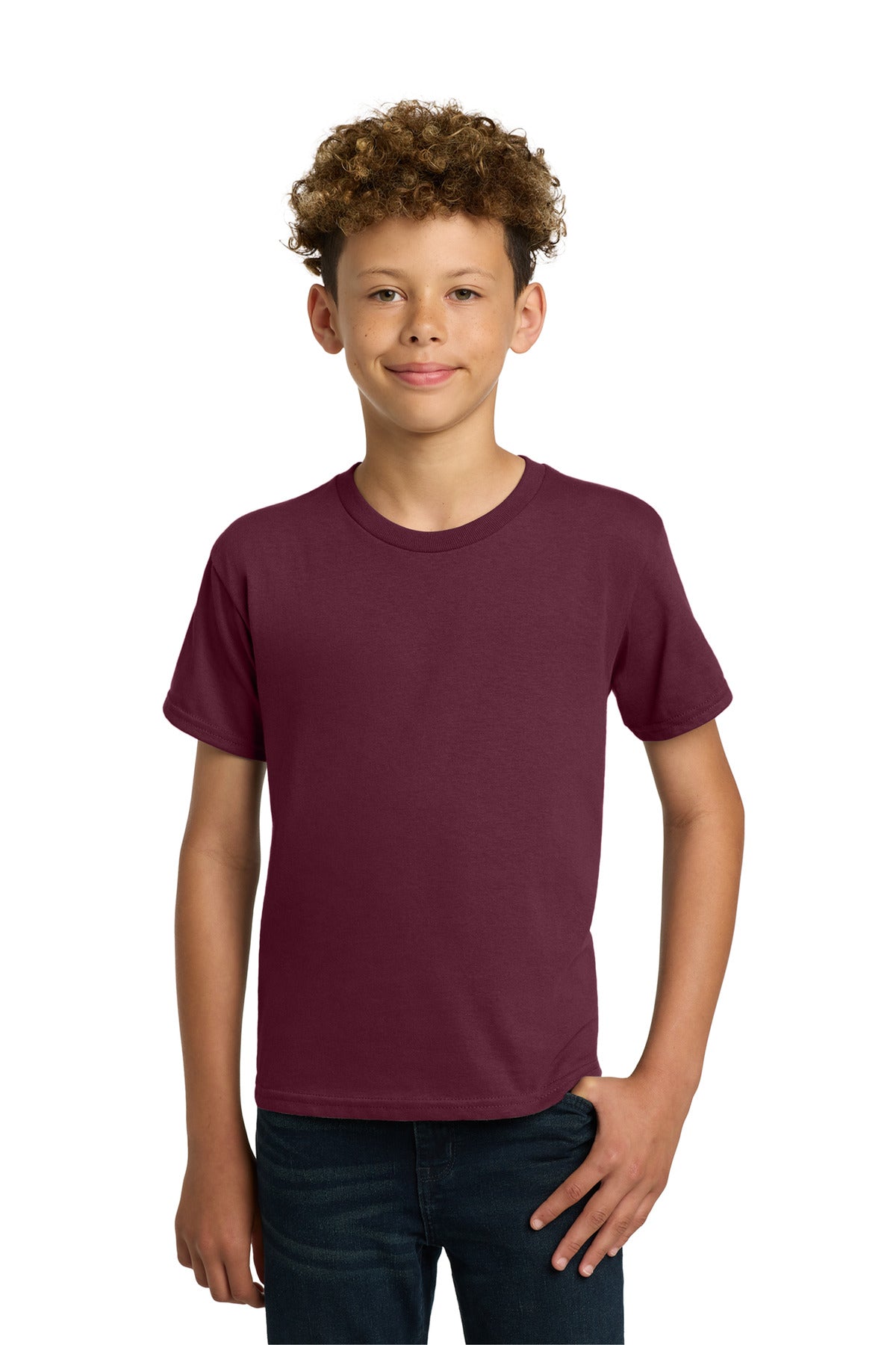 Custom logo Gildan® - Youth  Heavy Cotton™ 100% Cotton T-Shirt.  5000B in Maroon