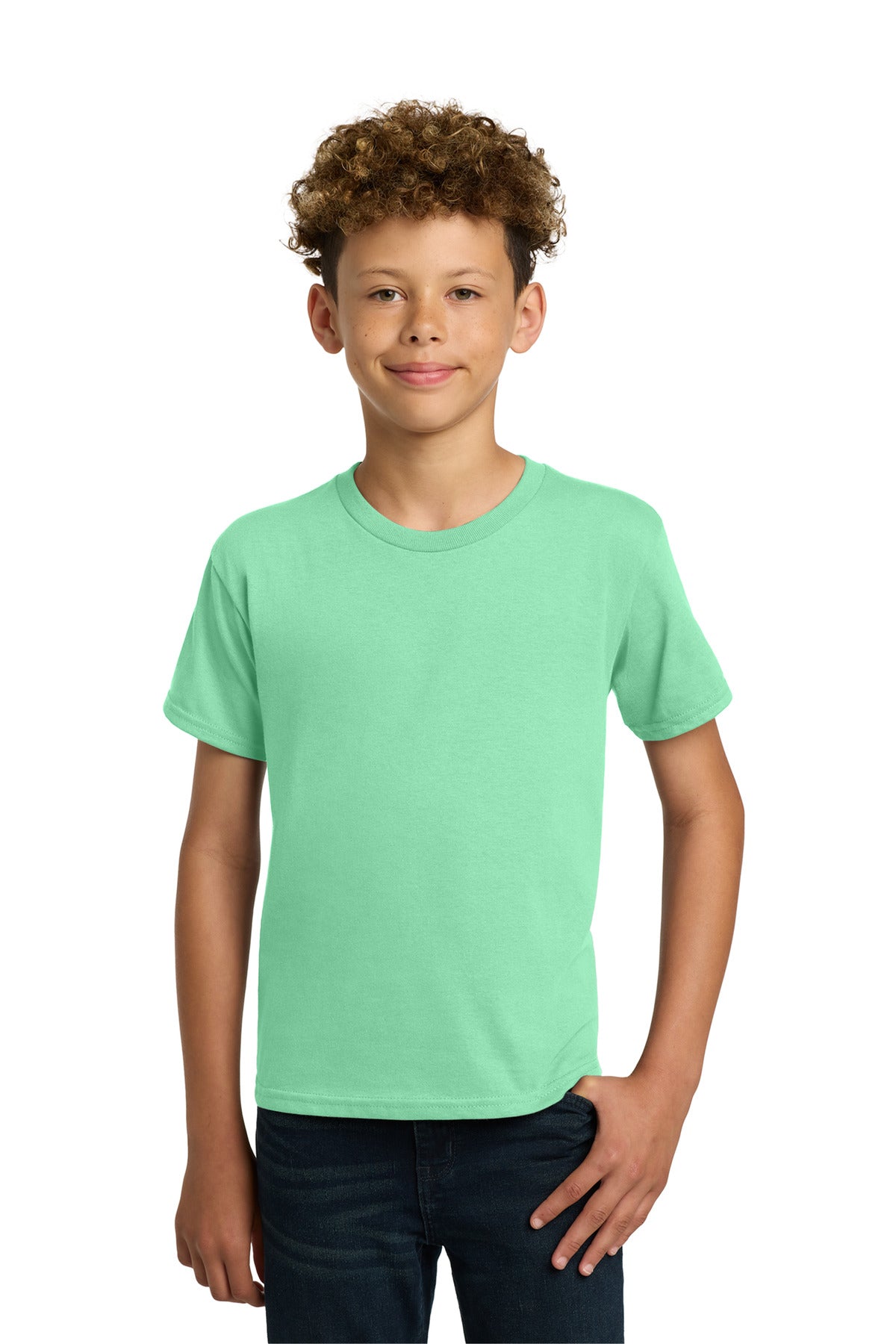 Custom logo Gildan® - Youth  Heavy Cotton™ 100% Cotton T-Shirt.  5000B in Mint Green