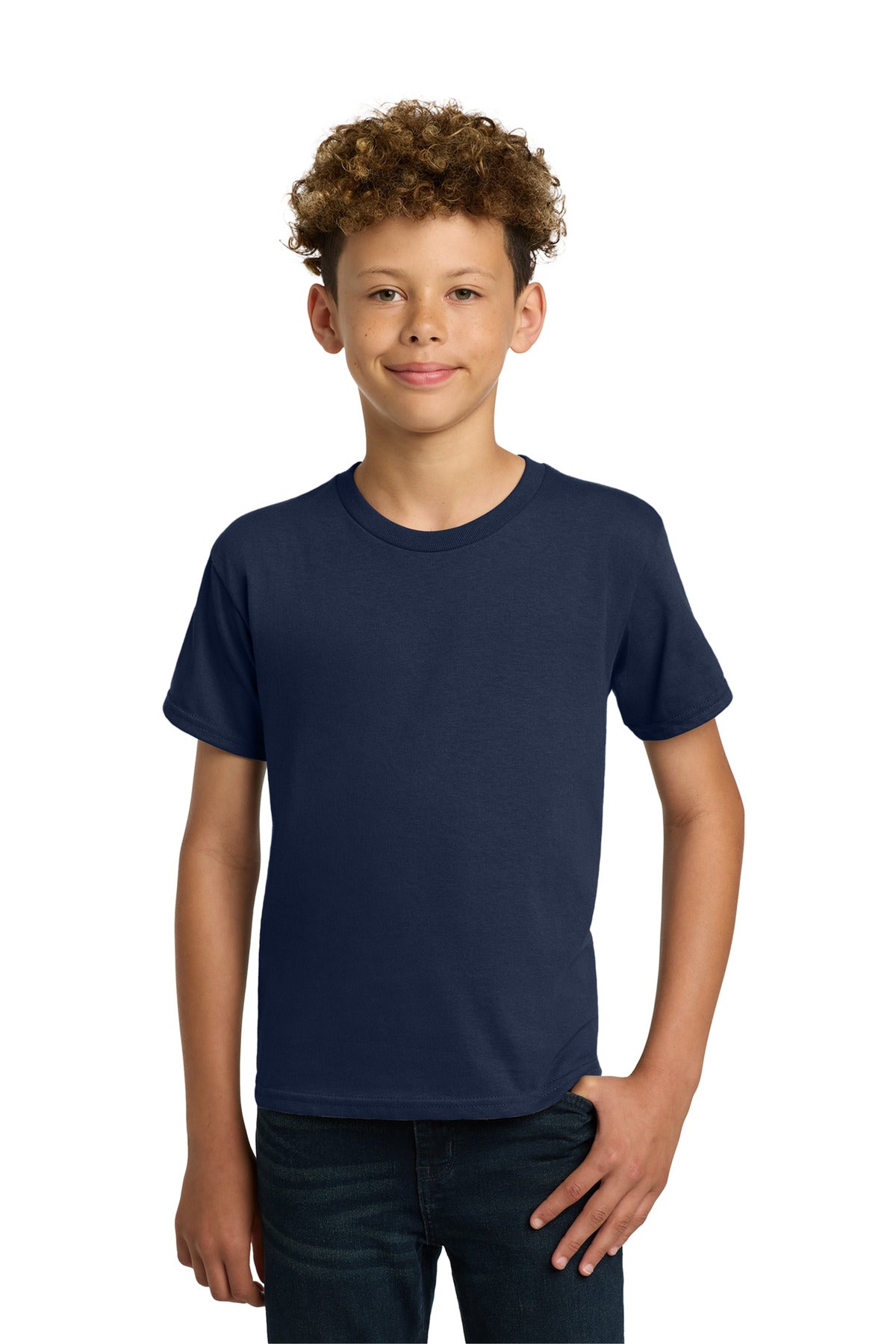 Custom logo Gildan® - Youth  Heavy Cotton™ 100% Cotton T-Shirt.  5000B in Navy
